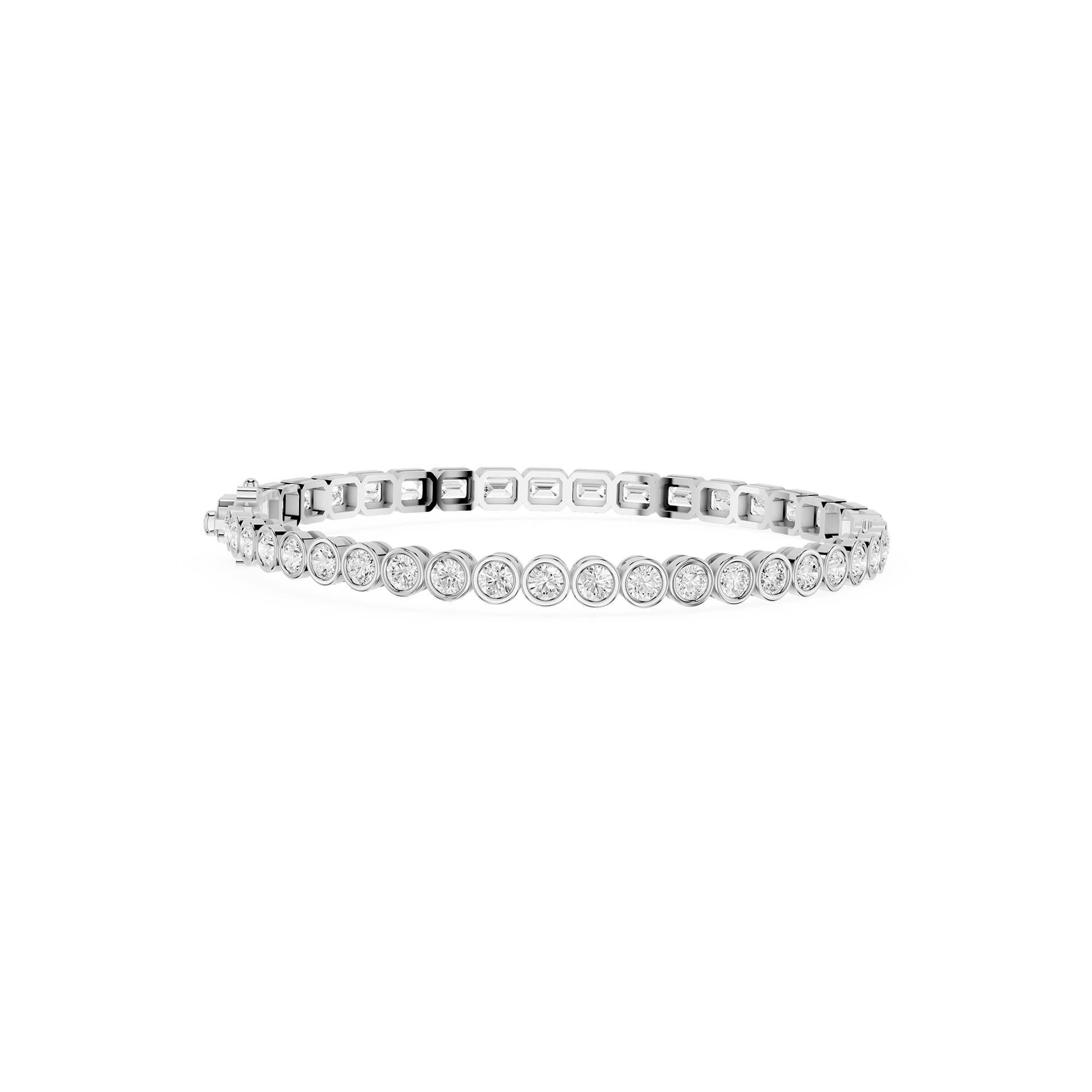 Round Bezel Set Lab Grown Diamond Tennis Bracelet