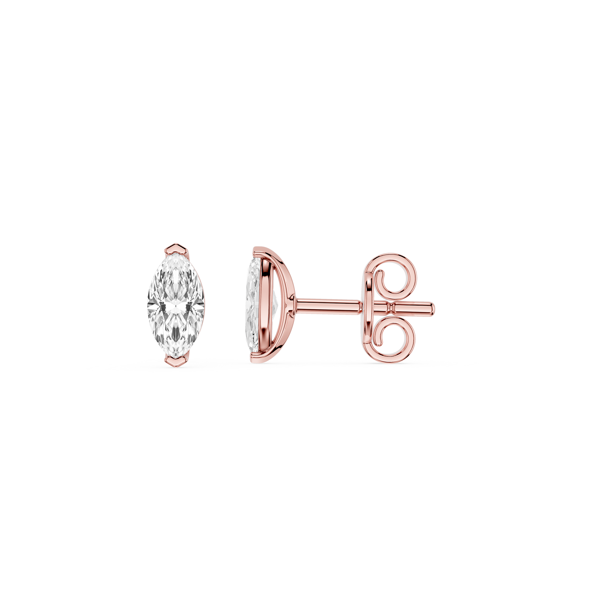 Marquise Cut Lab Grown Diamond Solitaire Stud Earrings