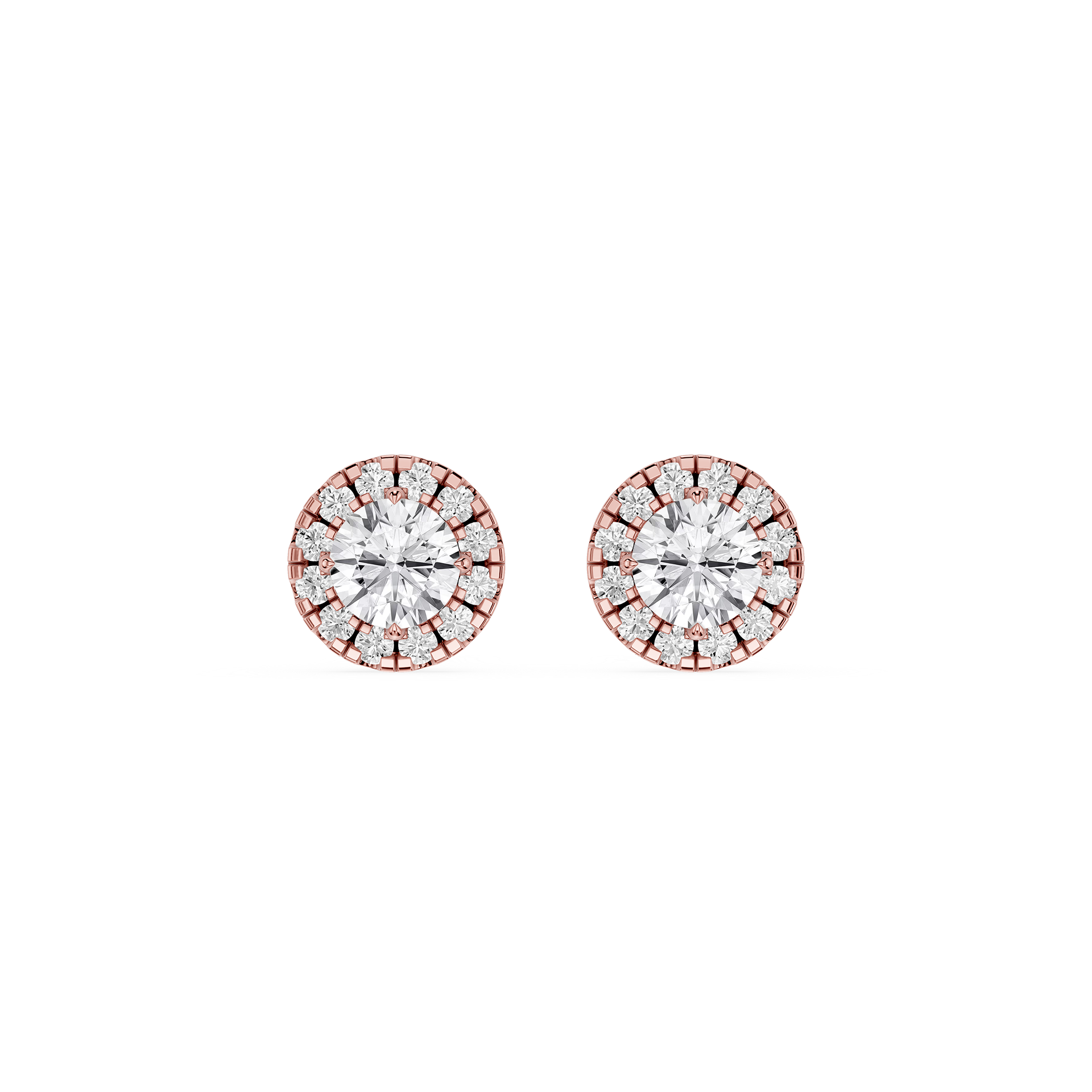 Round Halo Lab Grown Diamond Stud Earrings for Women