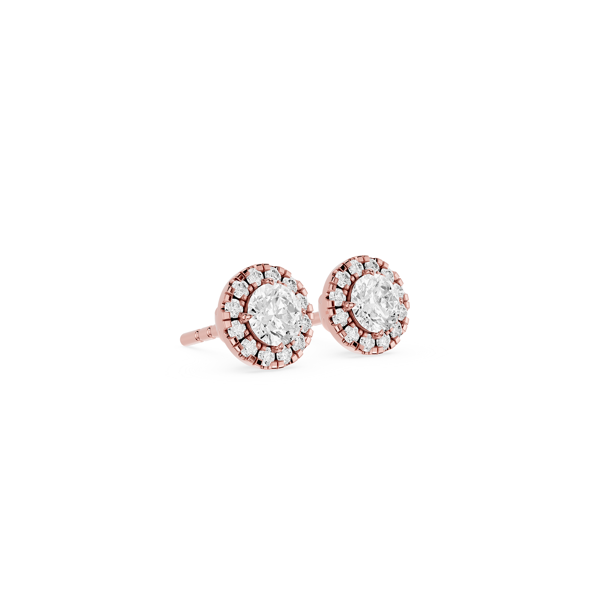 Round Halo Lab Grown Diamond Stud Earrings for Women