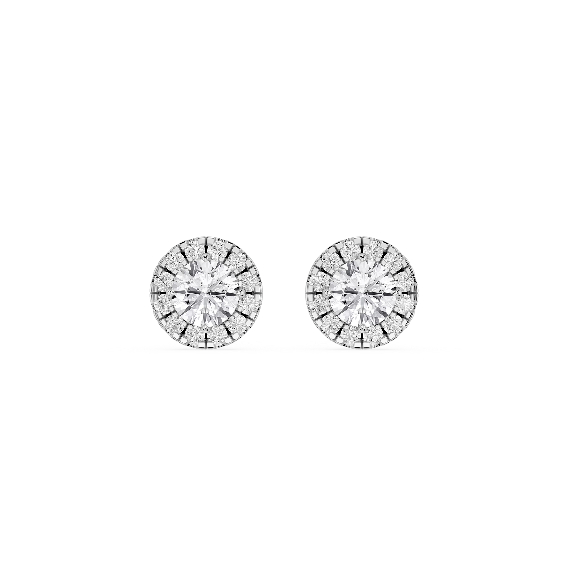 Round Halo Lab Grown Diamond Stud Earrings for Women
