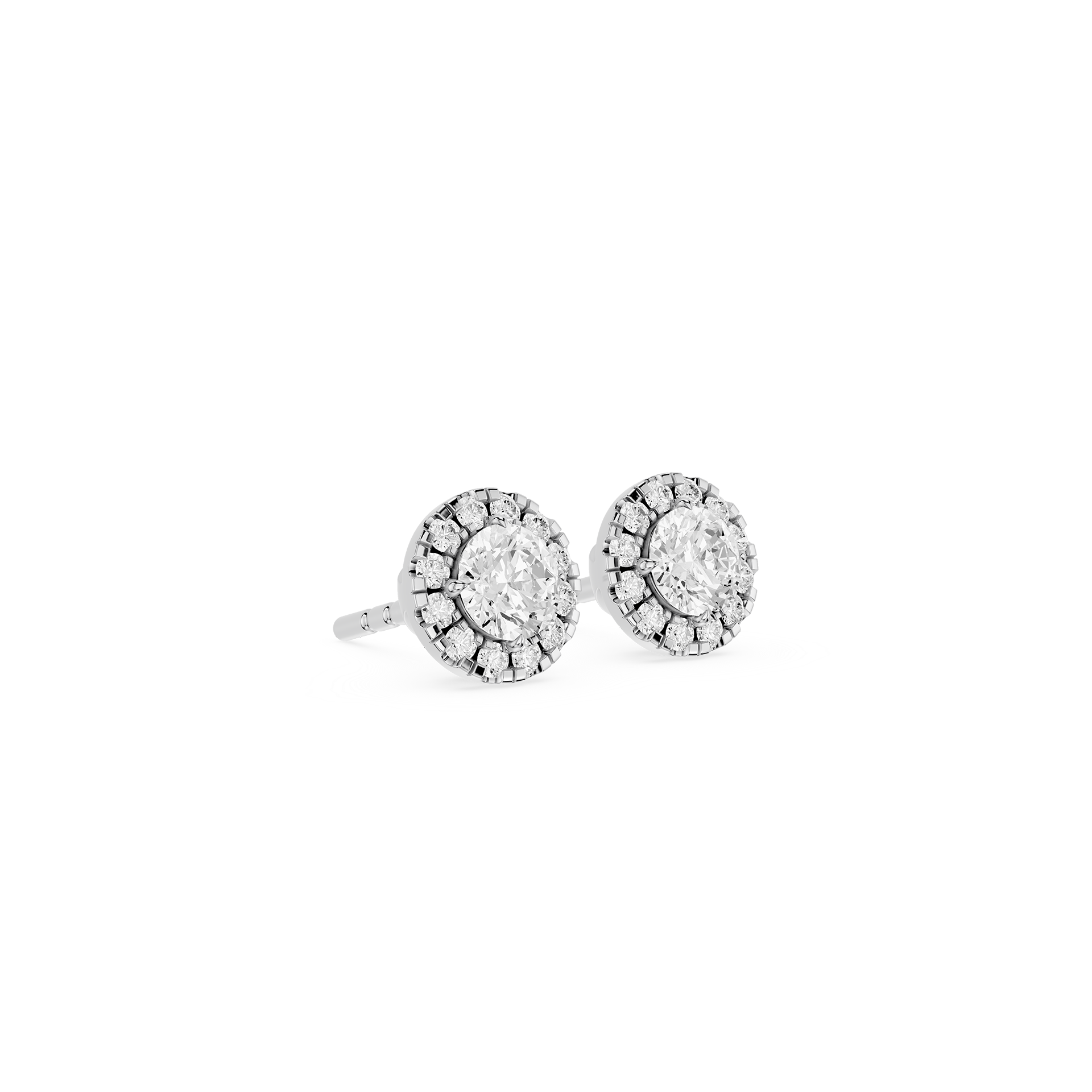 Round Halo Lab Grown Diamond Stud Earrings for Women