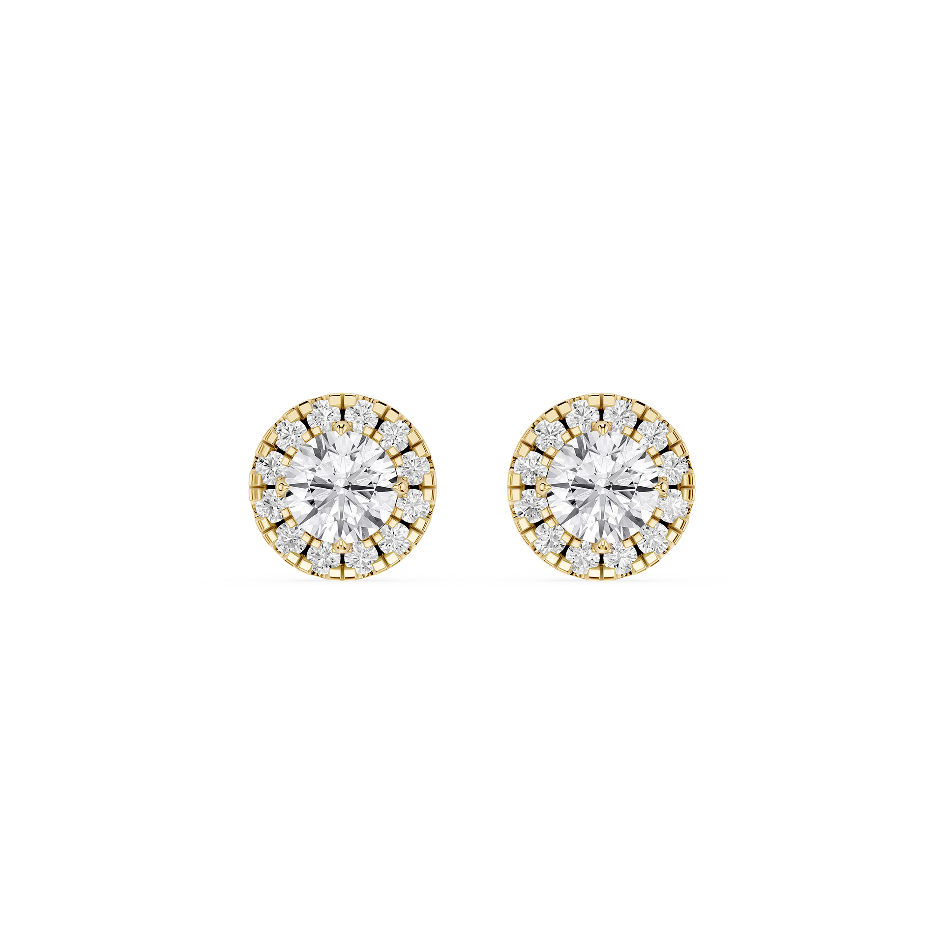 Round Halo Lab Grown Diamond Stud Earrings for Women
