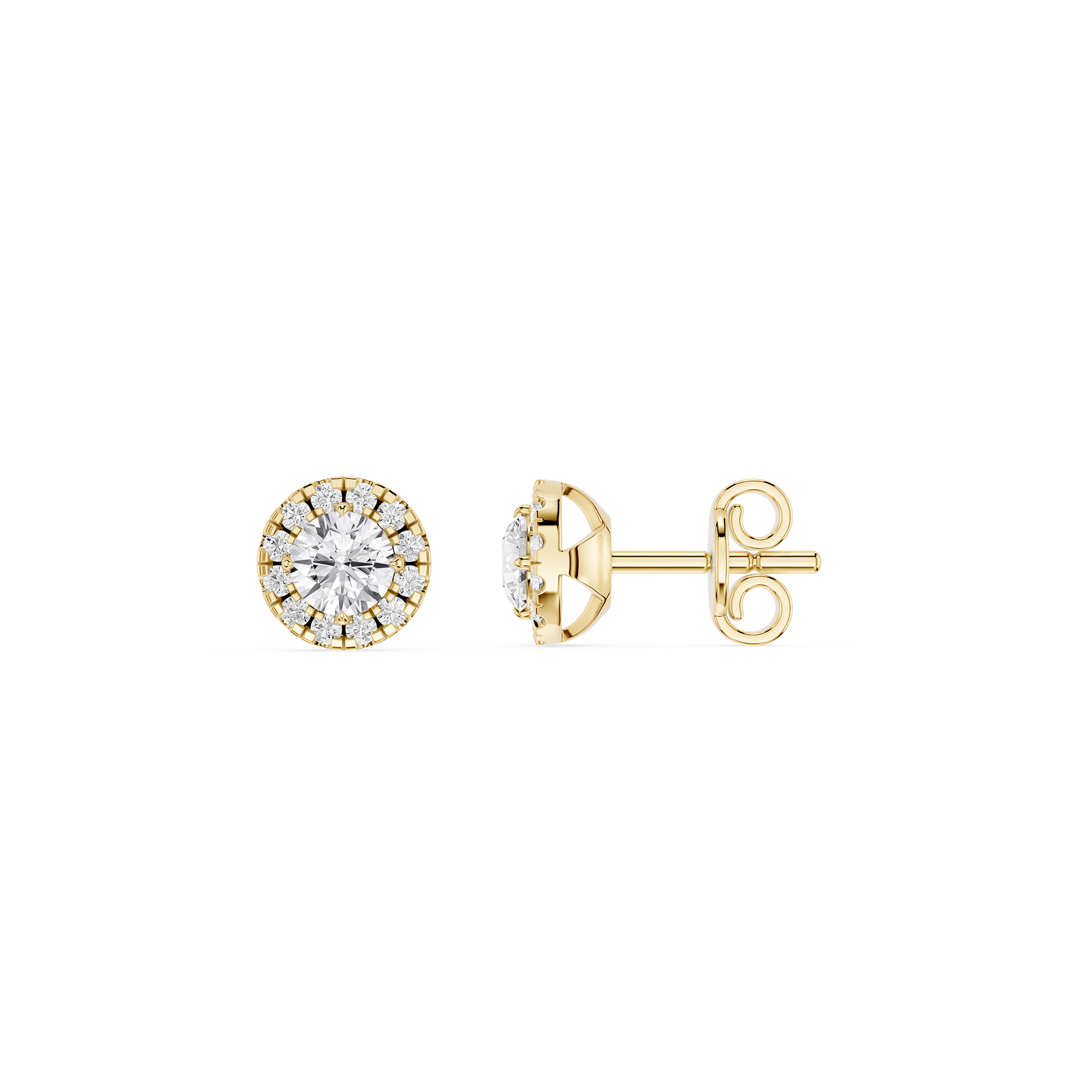 Round Halo Lab Grown Diamond Stud Earrings for Women