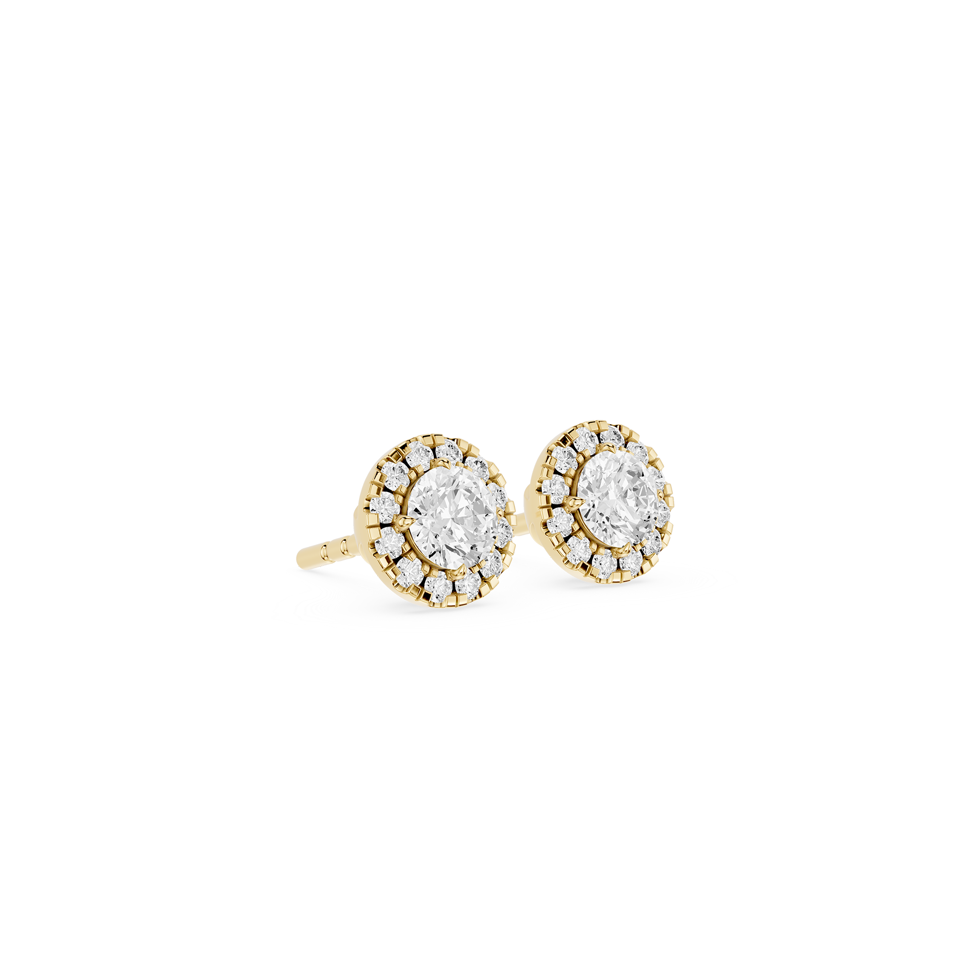 Round Halo Lab Grown Diamond Stud Earrings for Women