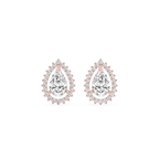 Pear Cut Lab Grown Diamond Halo Stud Earrings