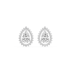 Pear Cut Lab Grown Diamond Halo Stud Earrings