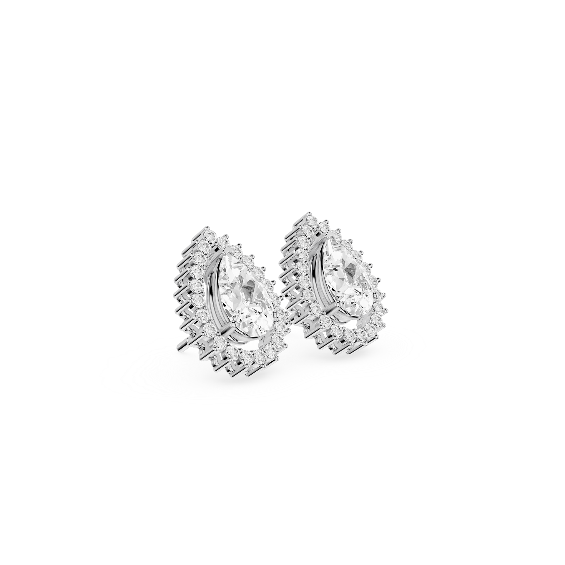 Pear Cut Lab Grown Diamond Halo Stud Earrings
