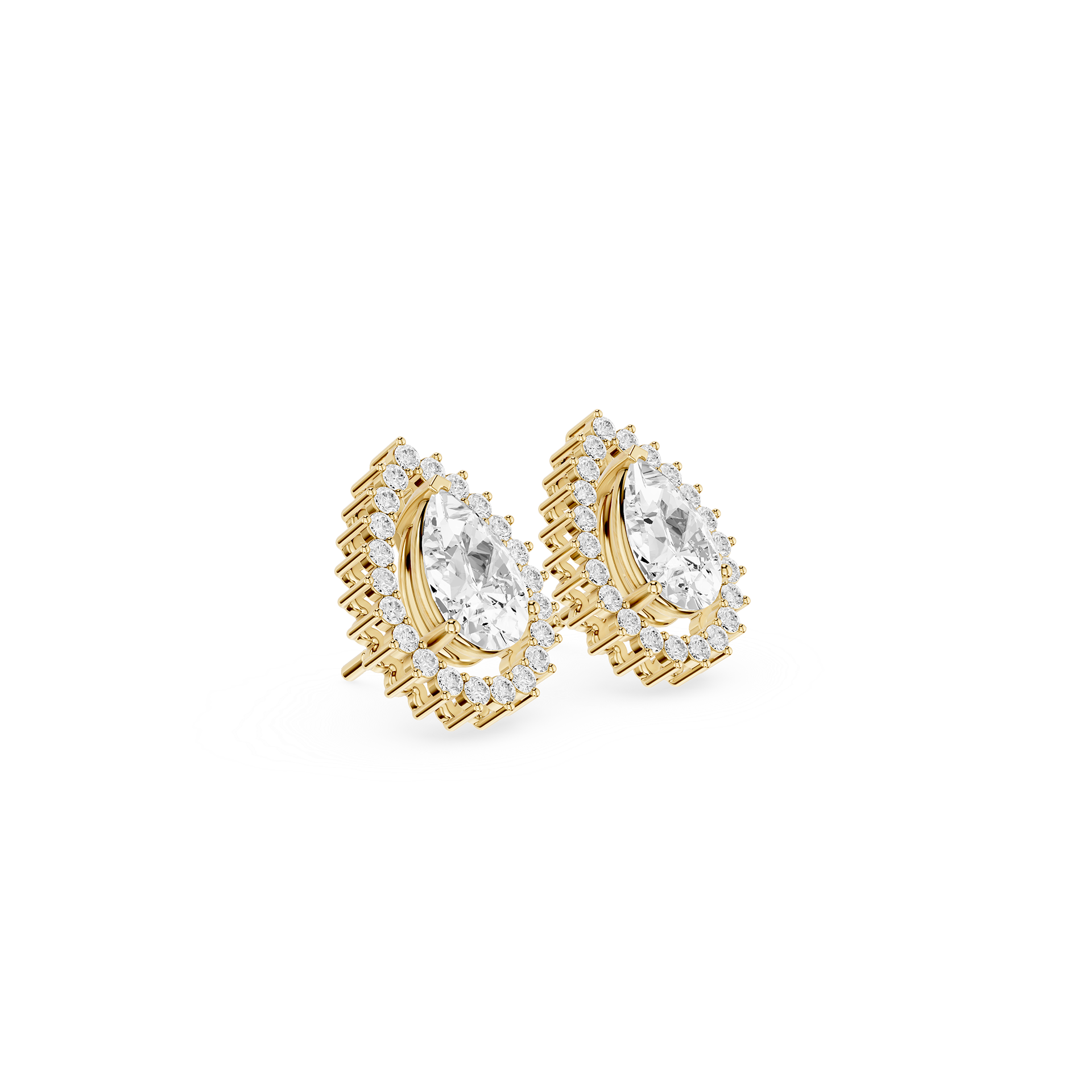 Pear Cut Lab Grown Diamond Halo Stud Earrings