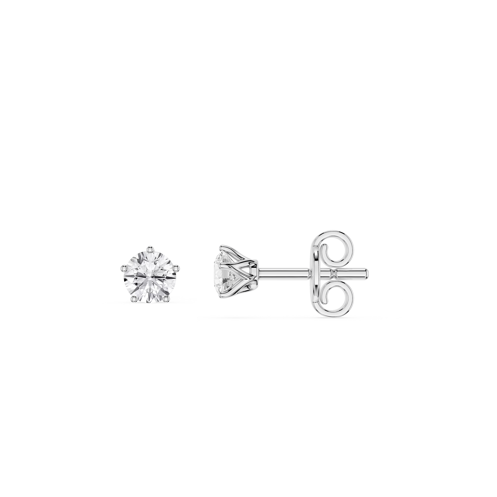 Round Solitaire Lab Grown Diamond Stud Earrings