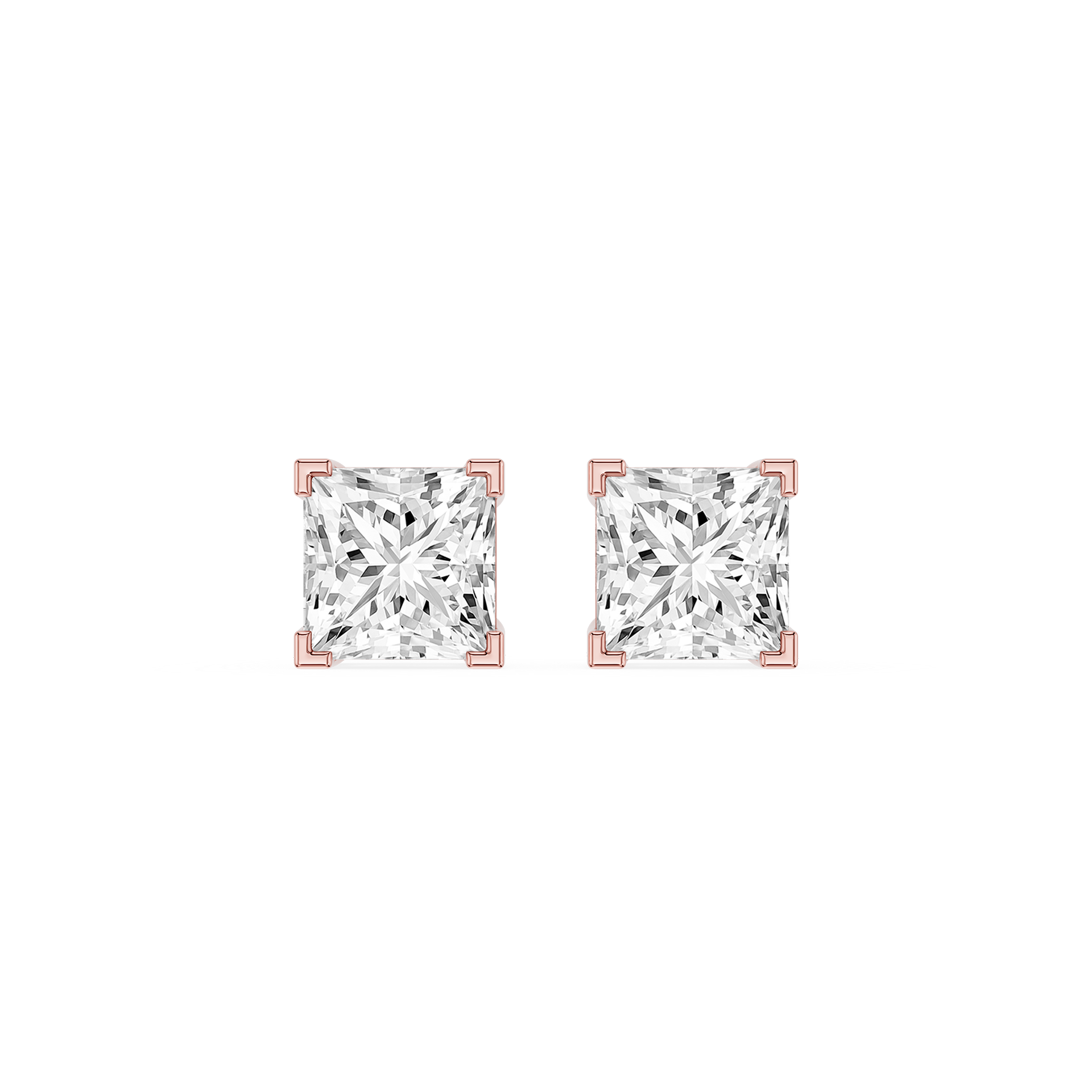 Princess Cut Lab Grown Diamond Solitaire Stud Earrings