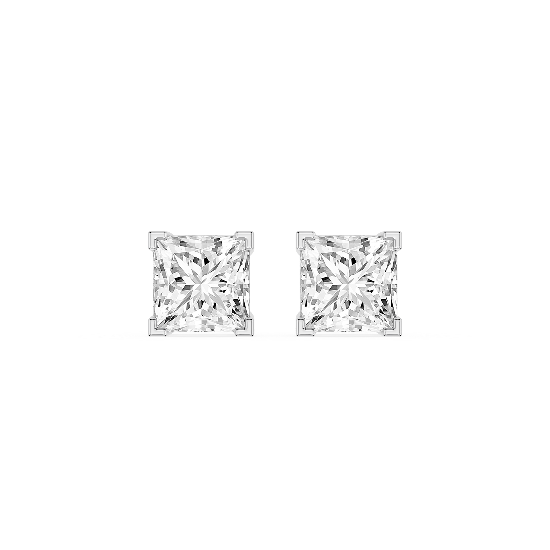 Princess Cut Lab Grown Diamond Solitaire Stud Earrings