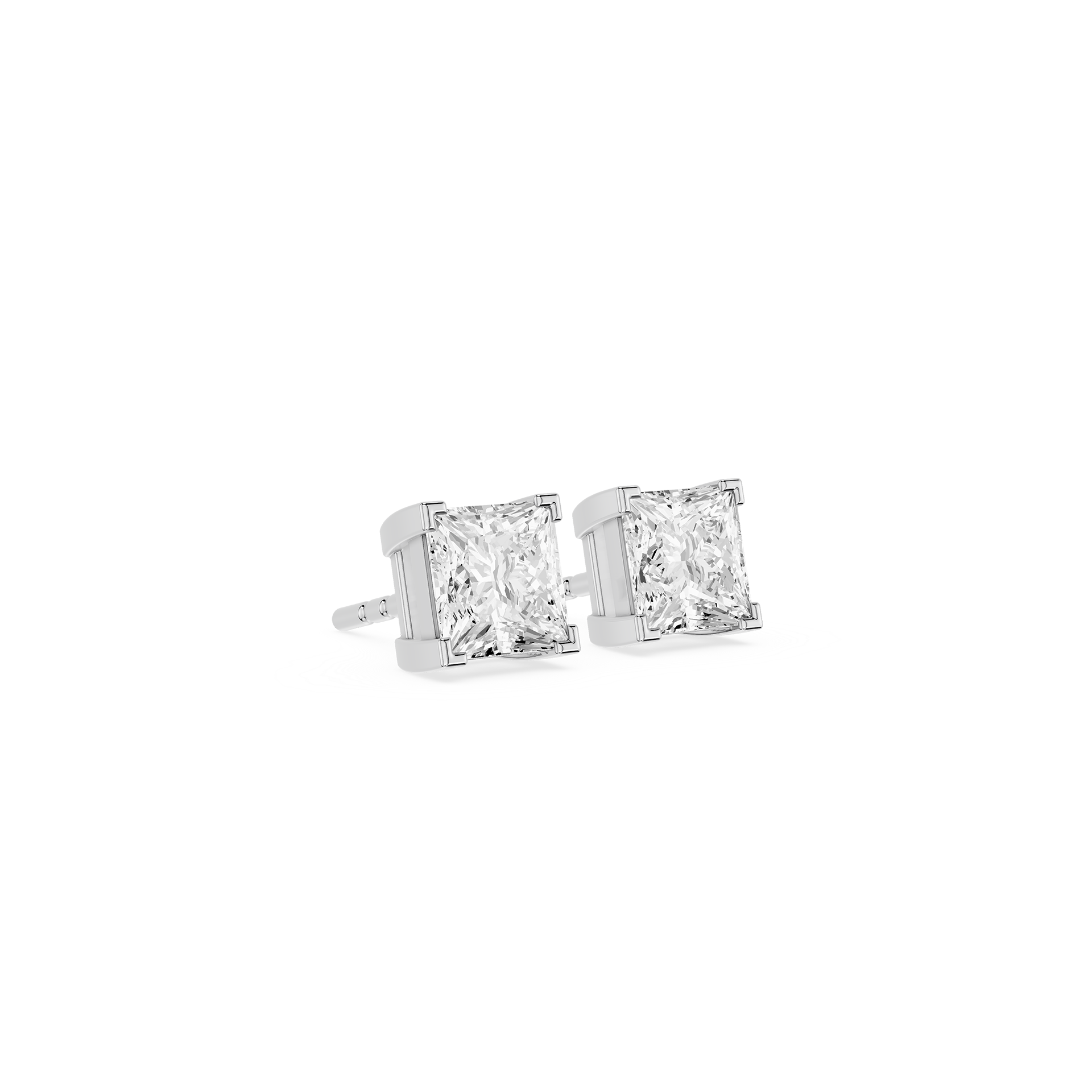 Princess Cut Lab Grown Diamond Solitaire Stud Earrings