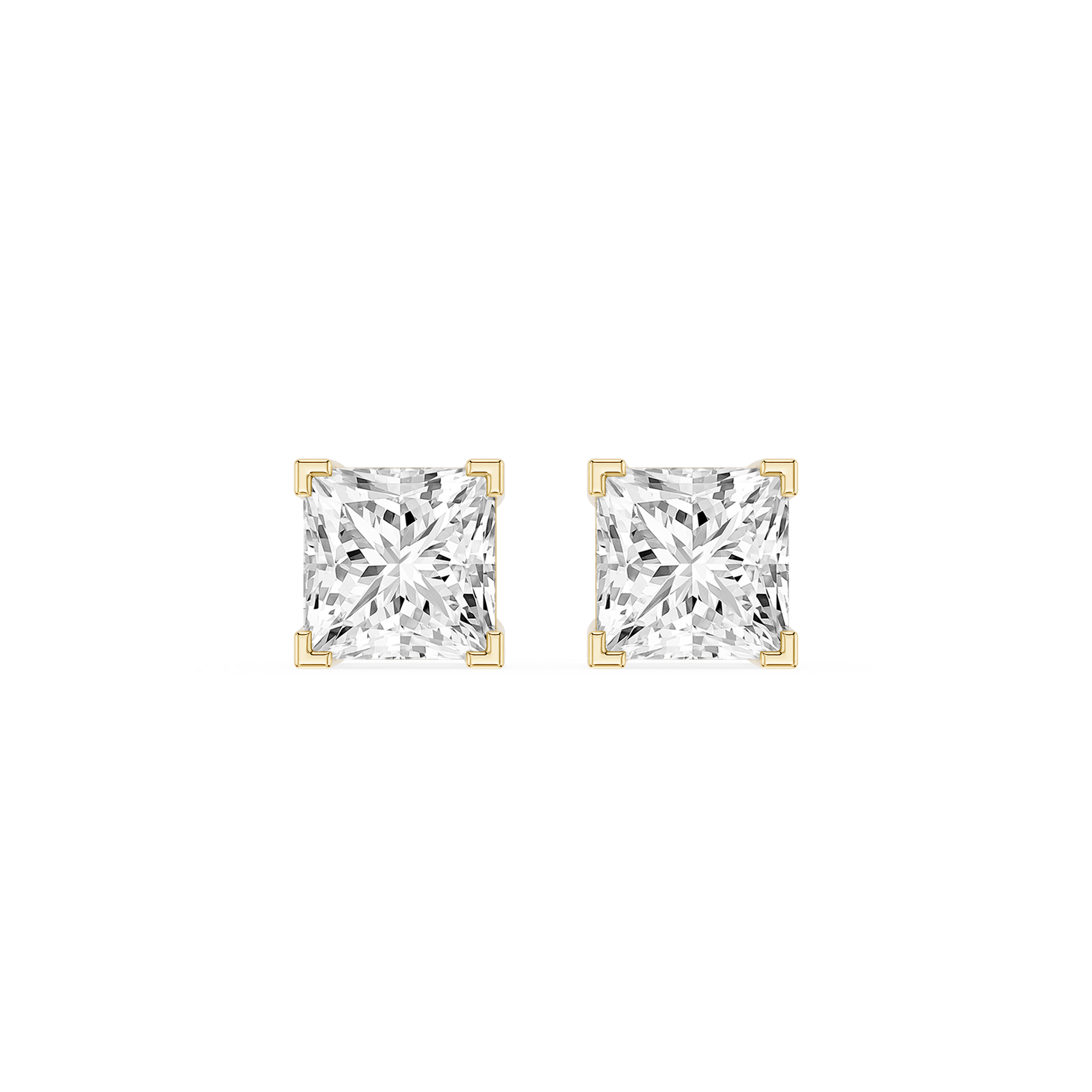 Princess Cut Lab Grown Diamond Solitaire Stud Earrings