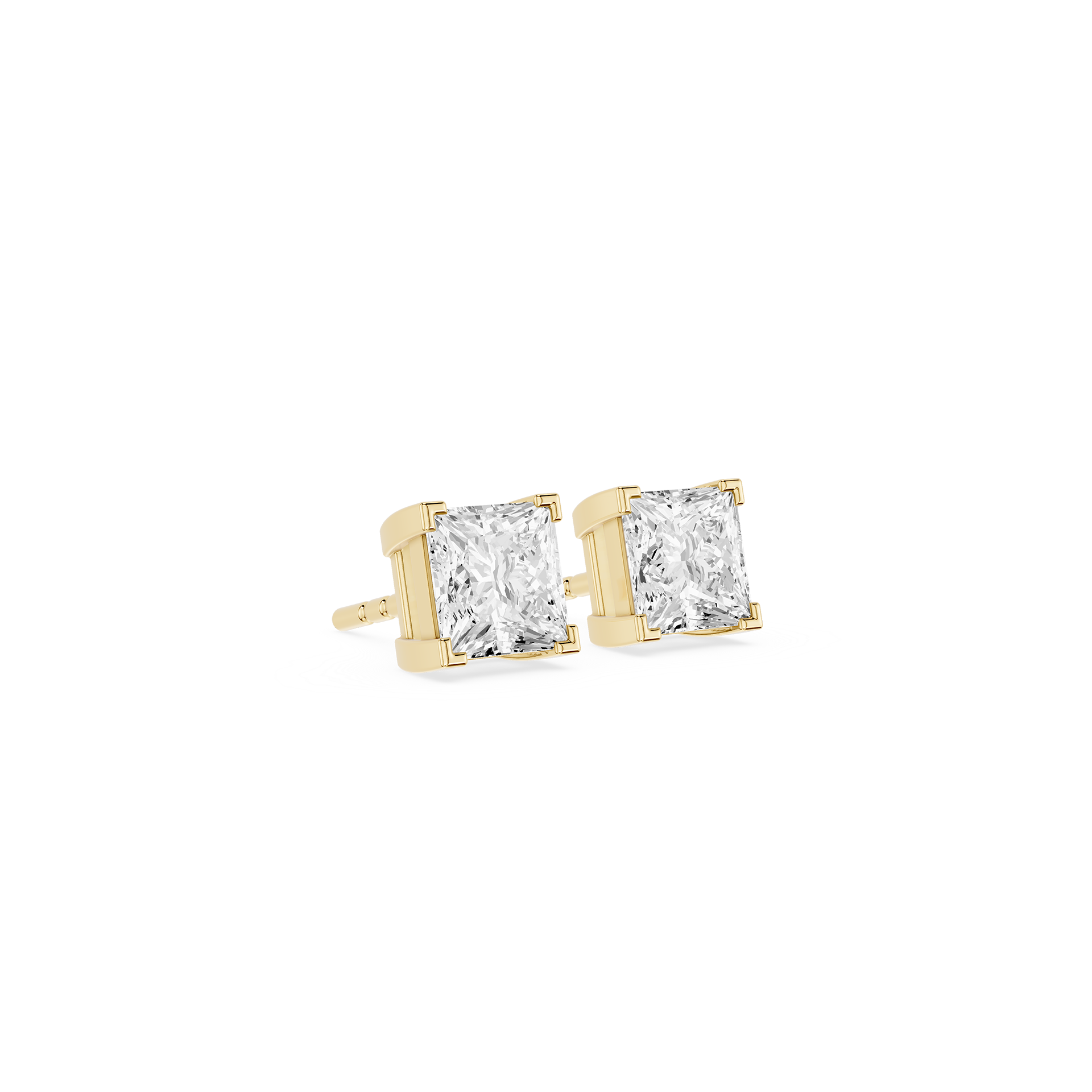 Princess Cut Lab Grown Diamond Solitaire Stud Earrings