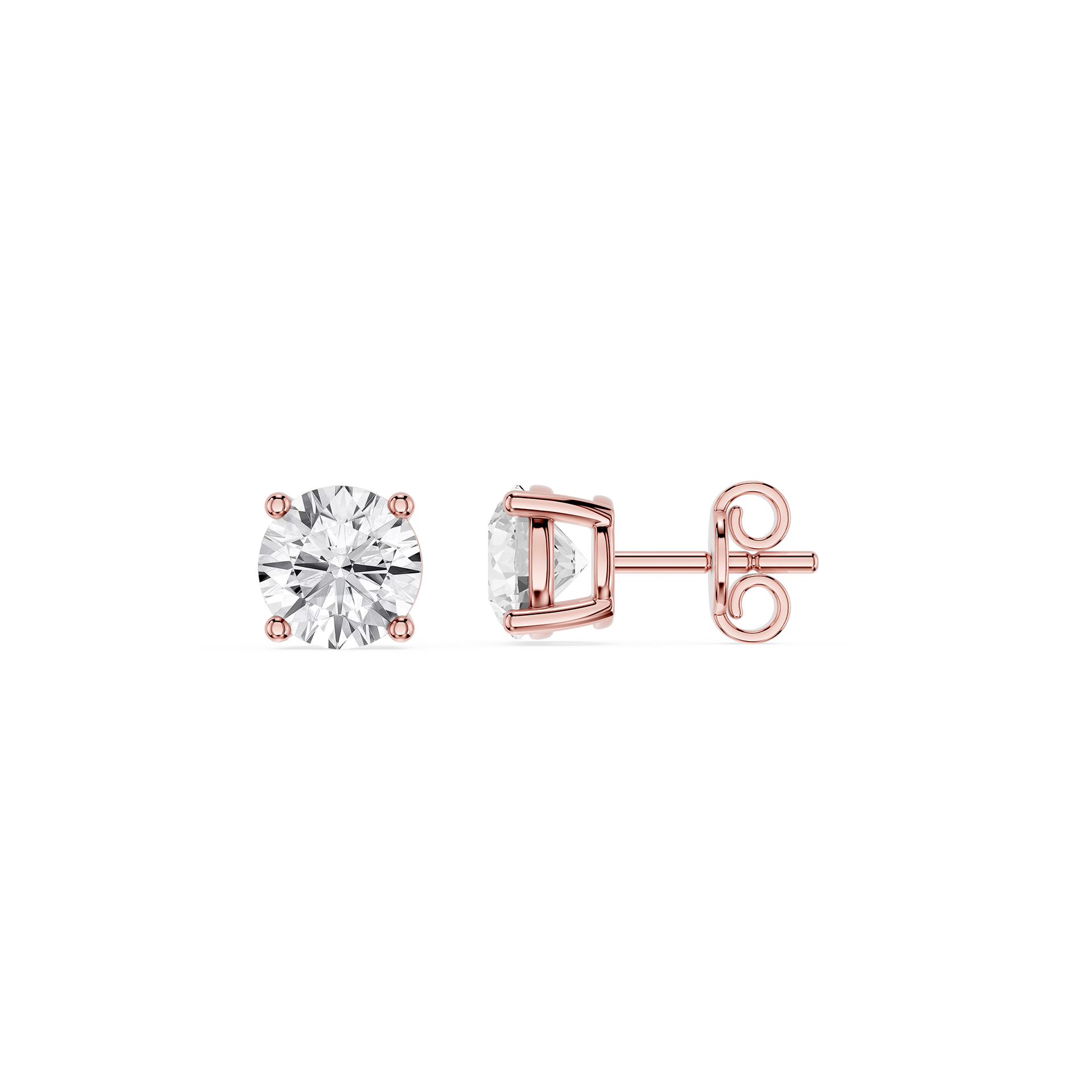 Round Brilliant Lab Grown Diamond Solitaire Stud Earrings