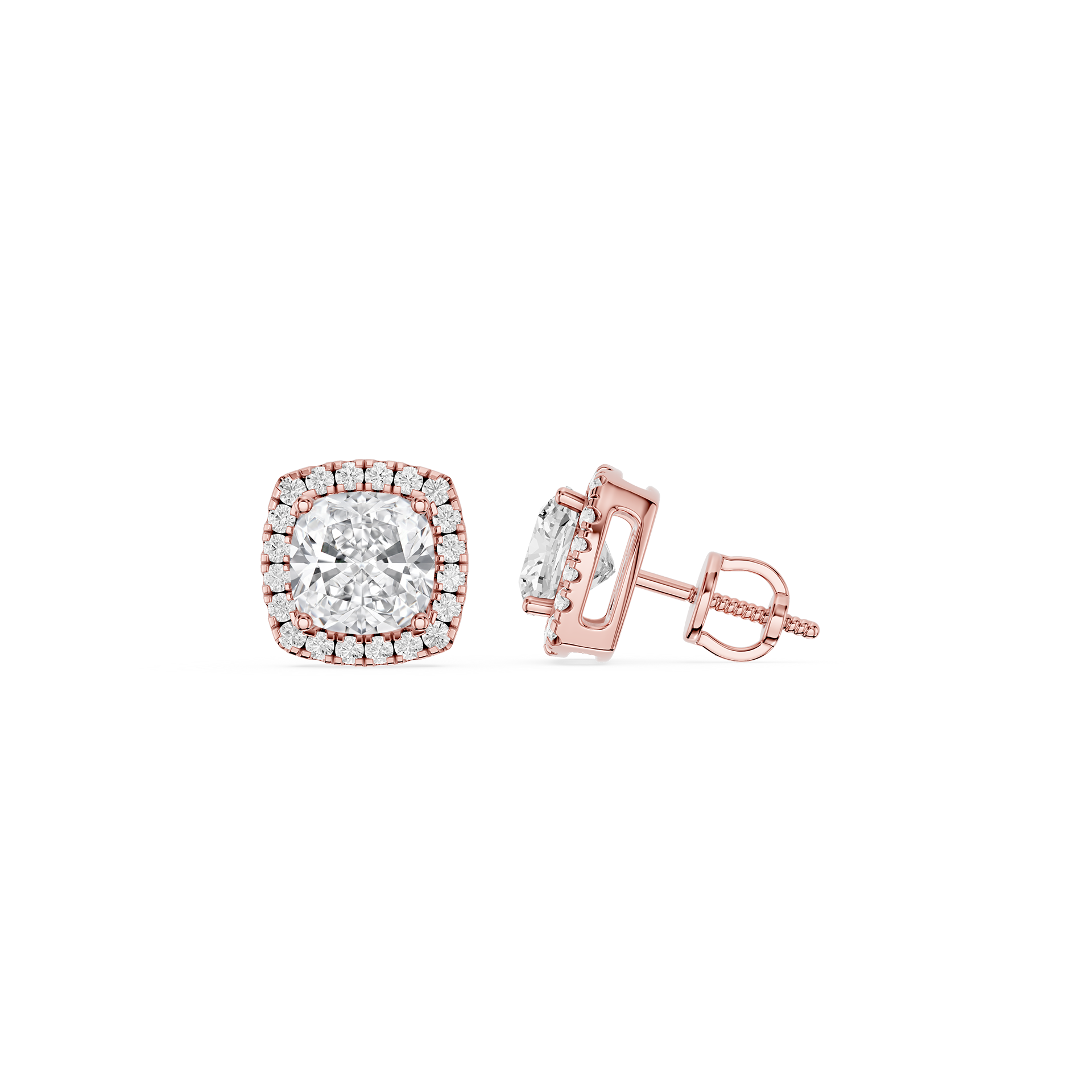 Cushion Halo Lab Grown Diamond Stud Earrings for Women