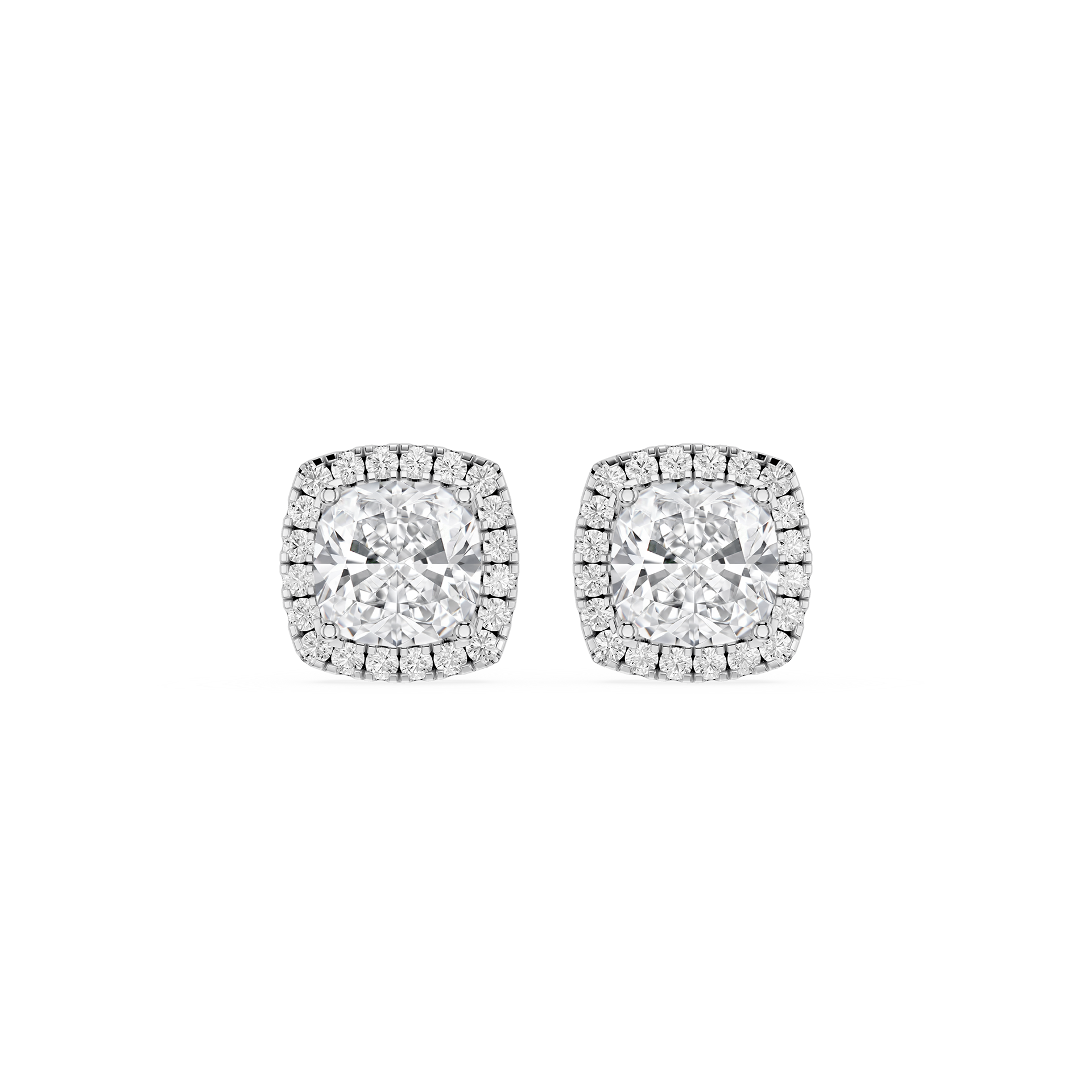 Cushion Halo Lab Grown Diamond Stud Earrings for Women