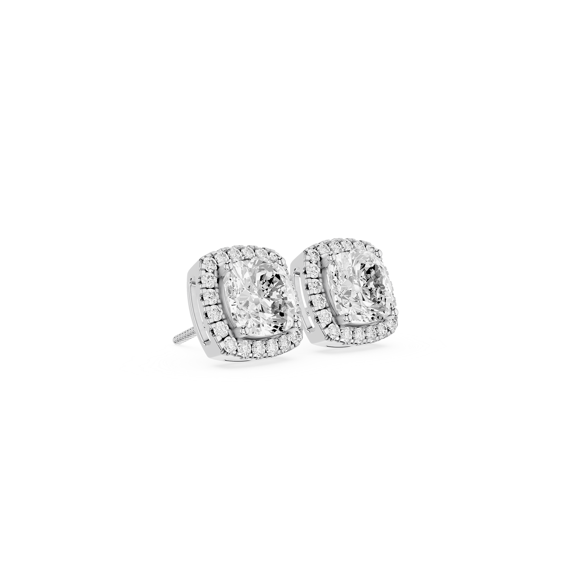 Cushion Halo Lab Grown Diamond Stud Earrings for Women