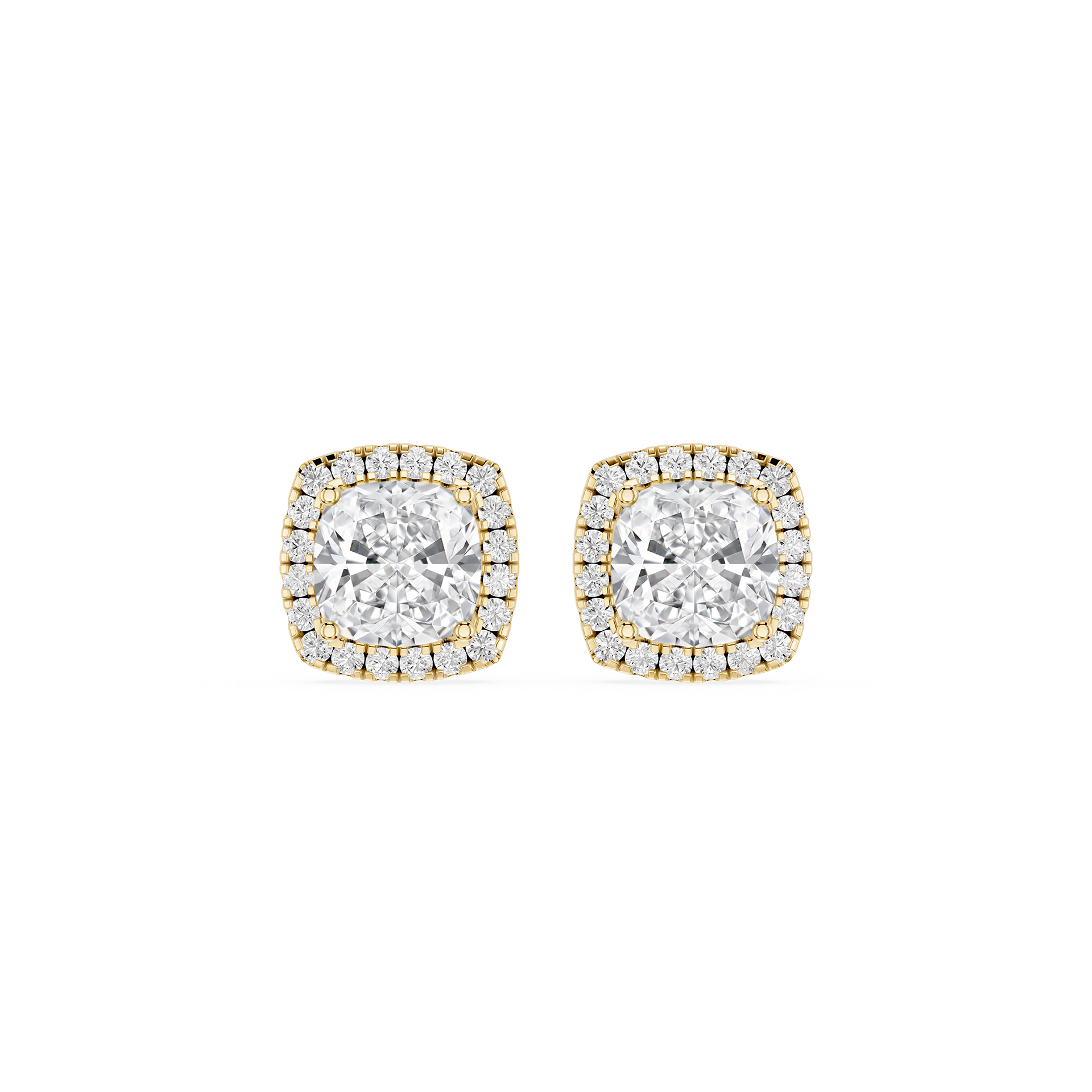 Cushion Halo Lab Grown Diamond Stud Earrings for Women