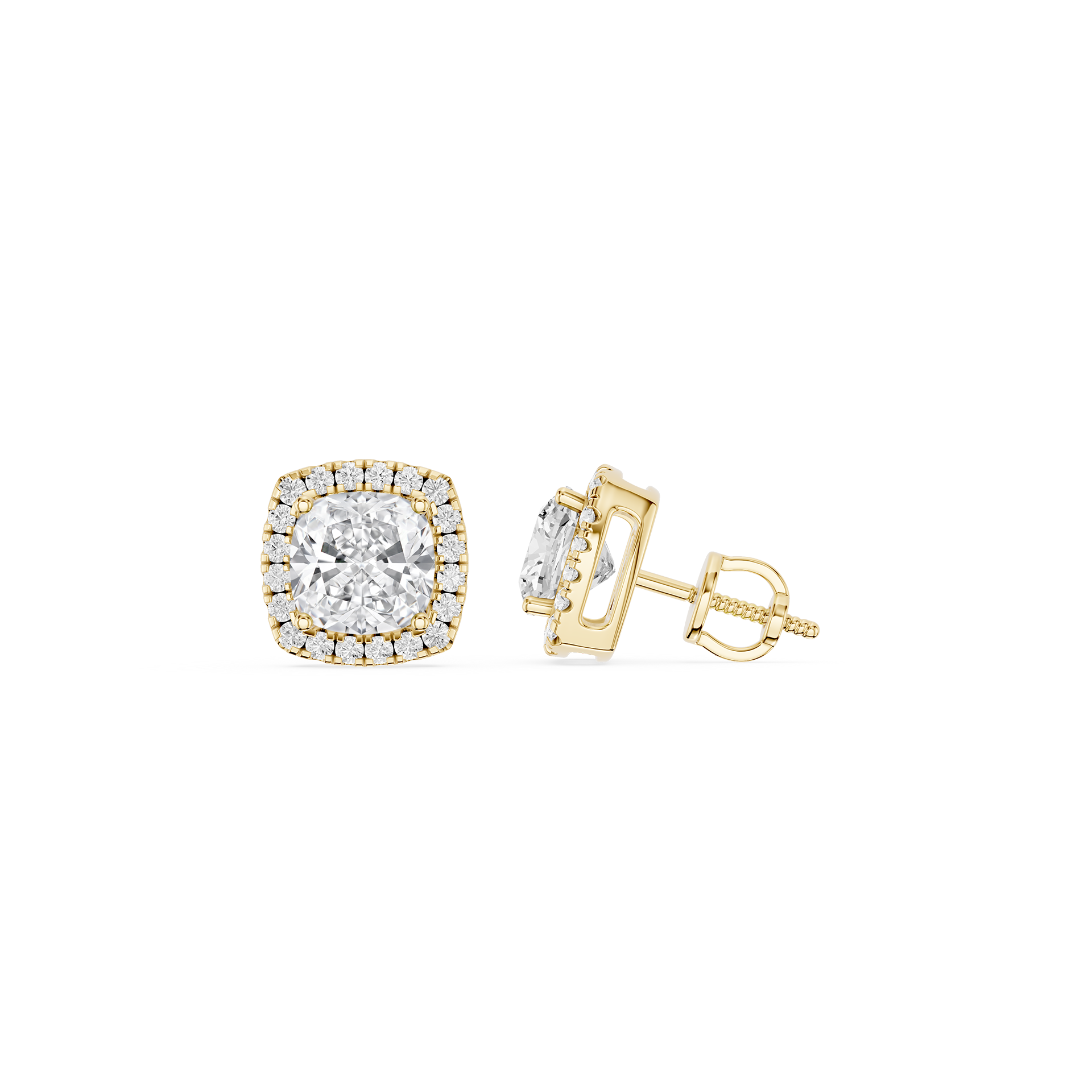 Cushion Halo Lab Grown Diamond Stud Earrings for Women
