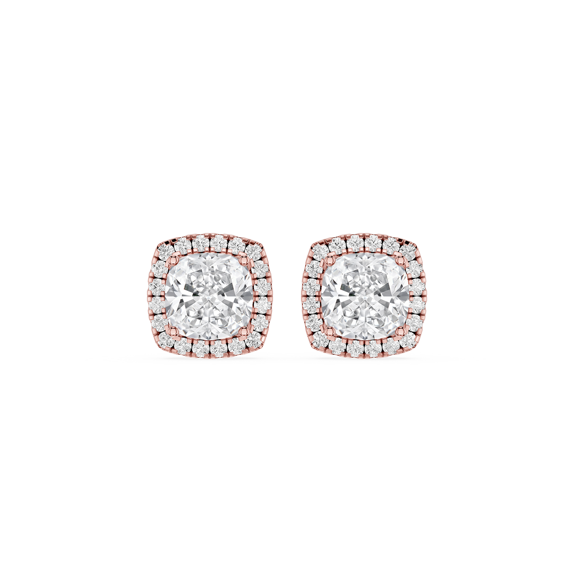 Cushion Halo Lab Grown Diamond Stud Earrings for Women