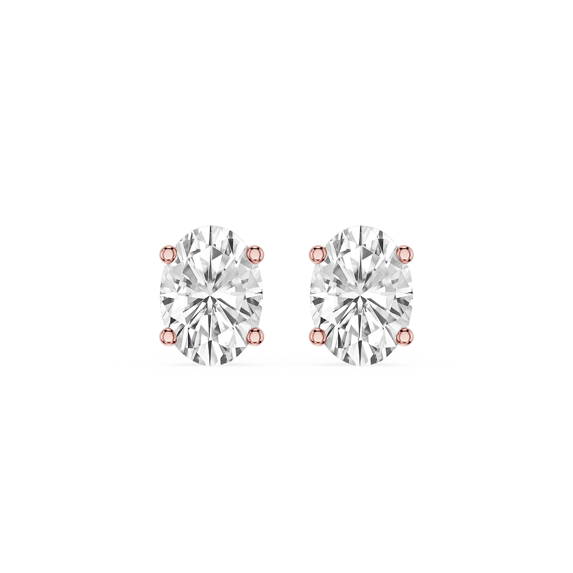 Oval Cut Lab Grown Diamond Solitaire Stud Earrings