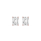 Emerald Cut Lab Grown Diamond Solitaire Stud Earrings