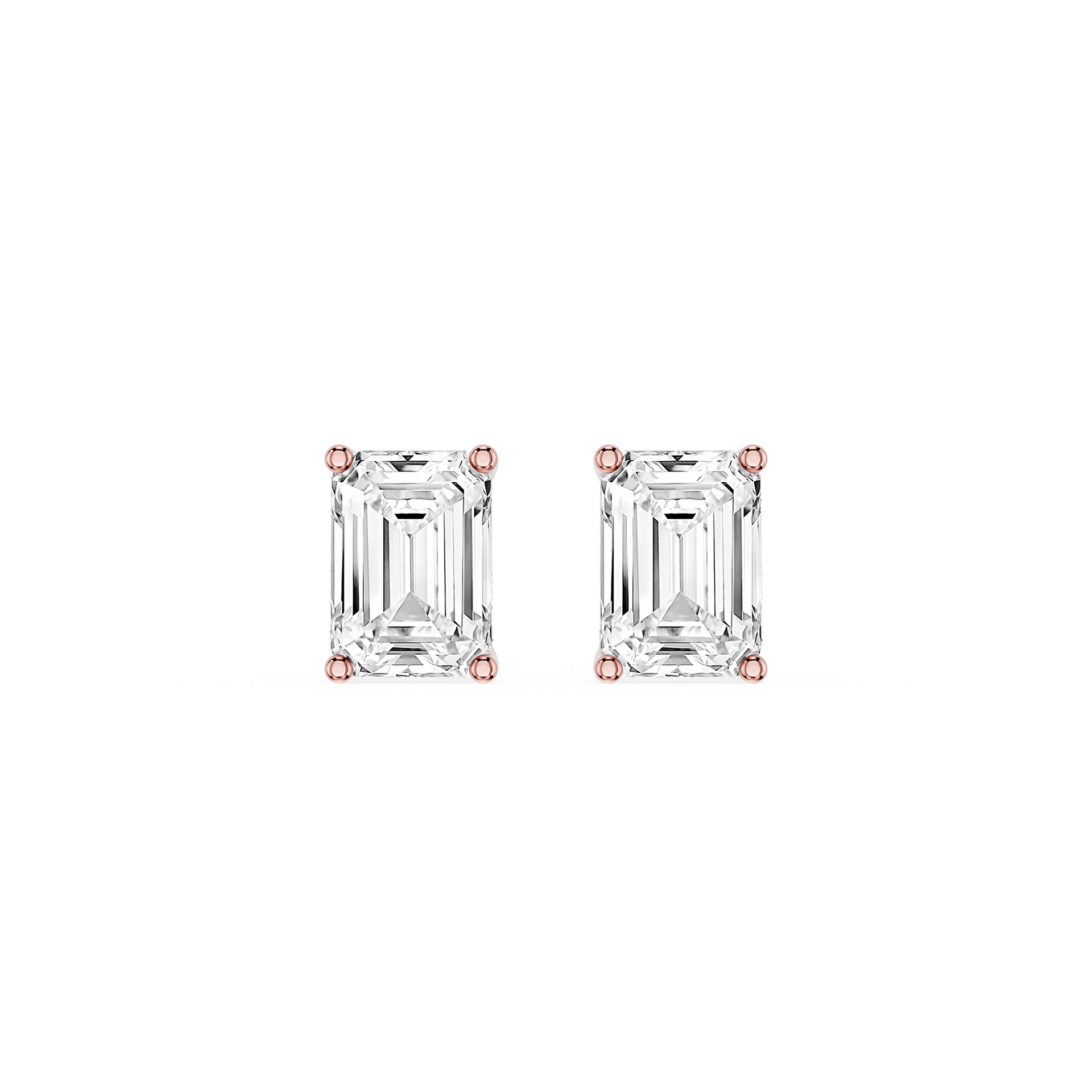 Emerald Cut Lab Grown Diamond Solitaire Stud Earrings