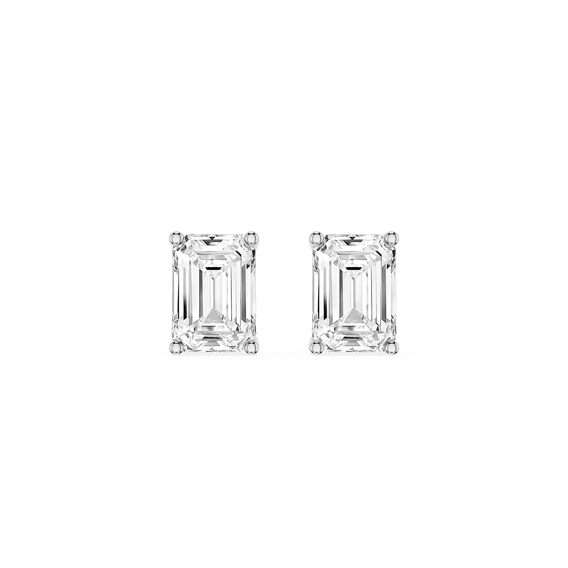 Emerald Cut Lab Grown Diamond Solitaire Stud Earrings