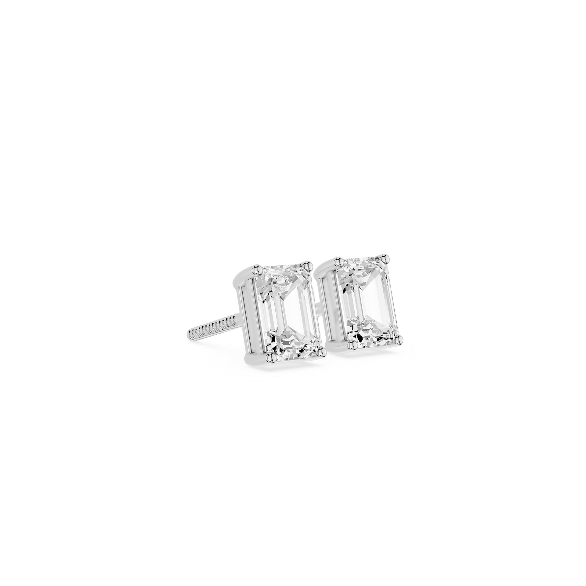 Emerald Cut Lab Grown Diamond Solitaire Stud Earrings