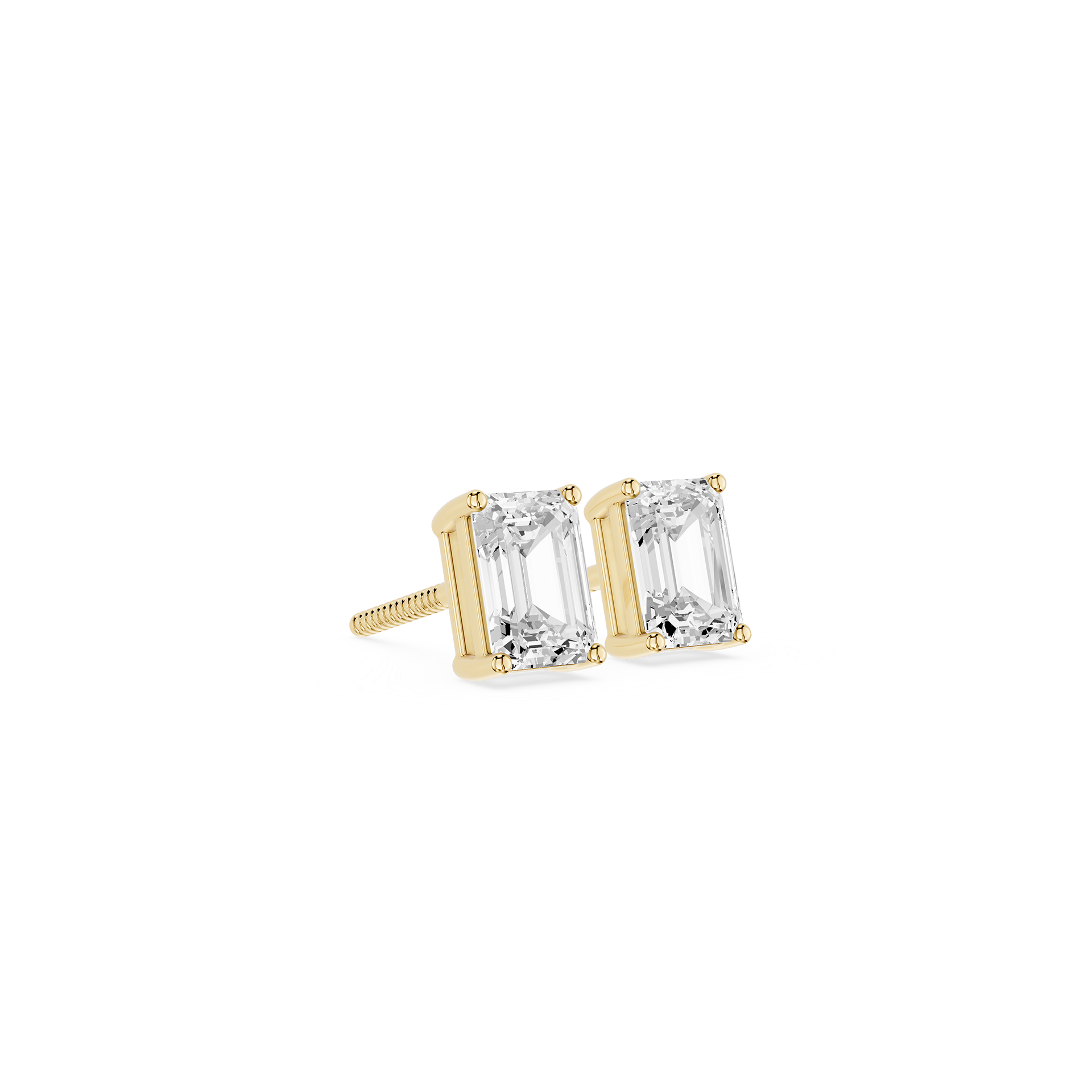 Emerald Cut Lab Grown Diamond Solitaire Stud Earrings