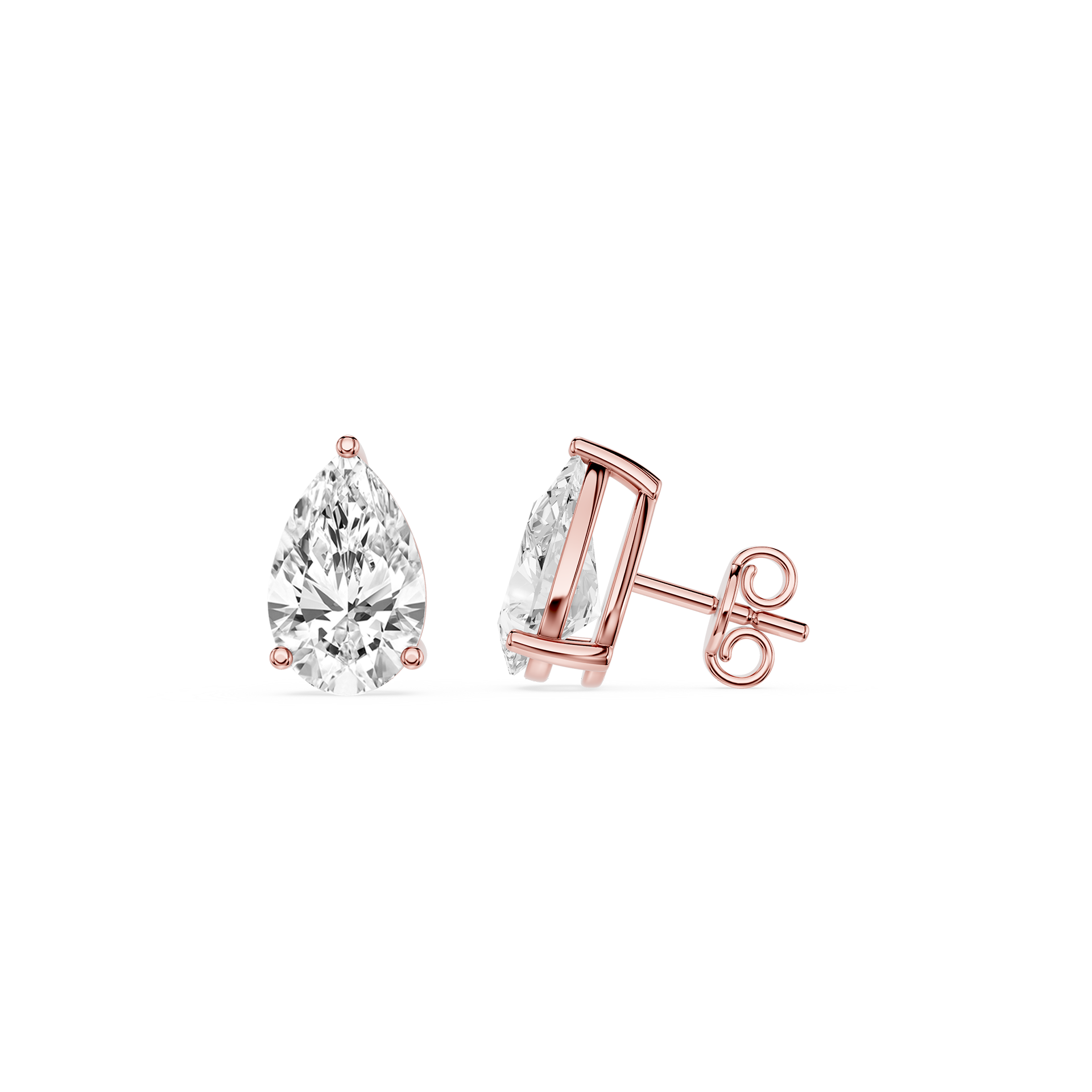 Pear Cut Lab Grown Diamond Solitaire Stud Earrings