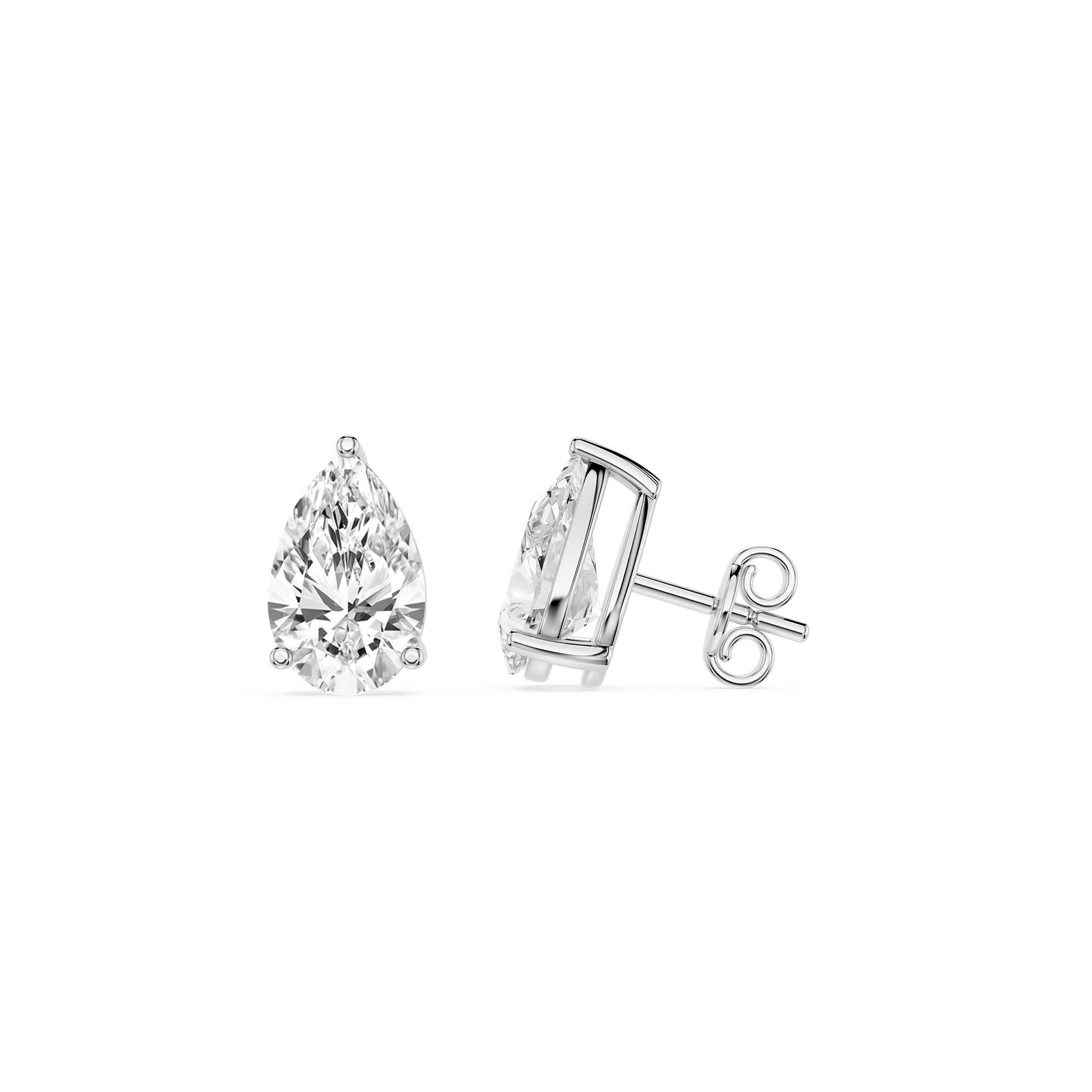 Pear Cut Lab Grown Diamond Solitaire Stud Earrings