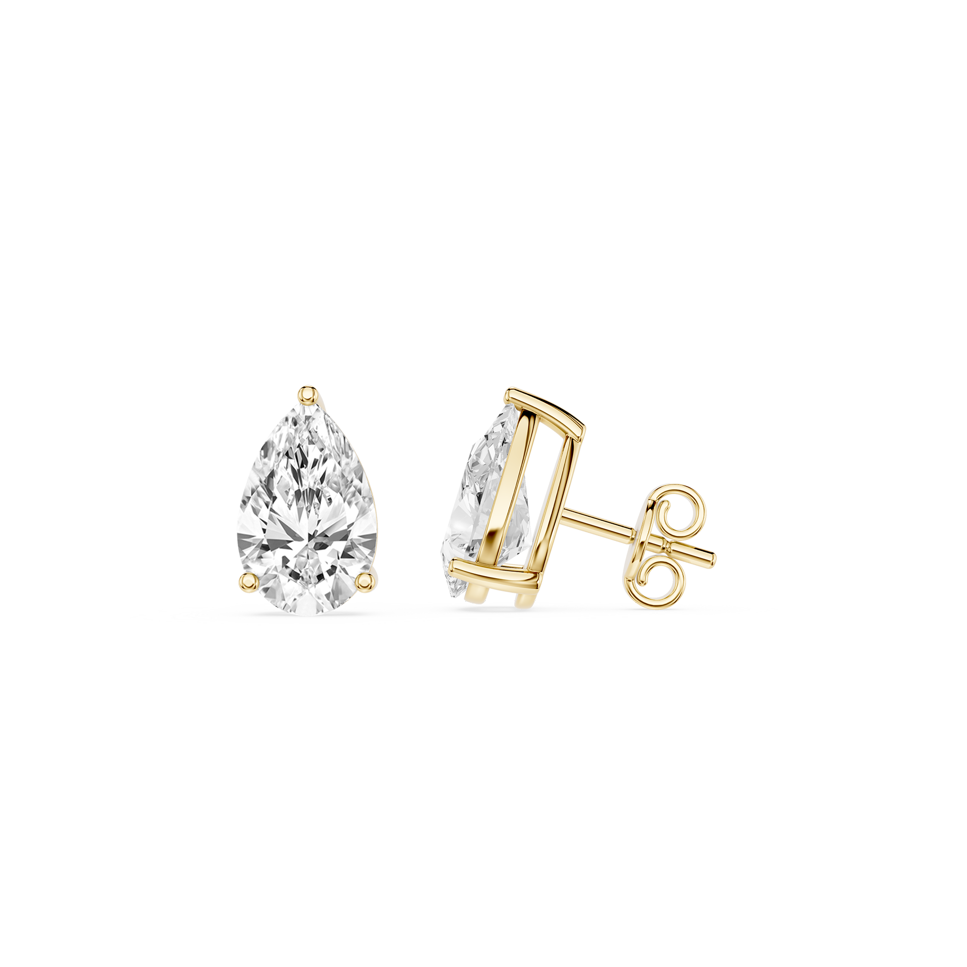 Pear Cut Lab Grown Diamond Solitaire Stud Earrings