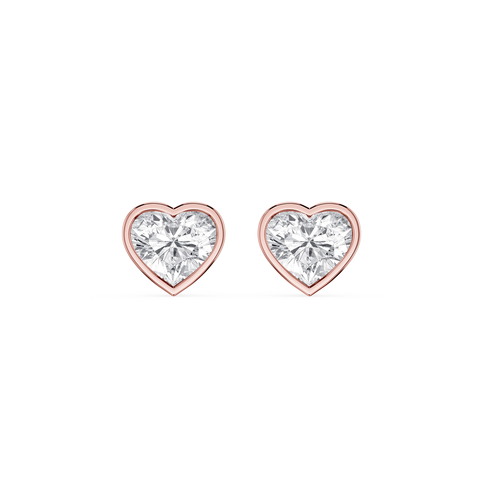 Heart Cut Lab Grown Diamond Bezel Stud Earrings