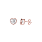 Heart Cut Lab Grown Diamond Bezel Stud Earrings