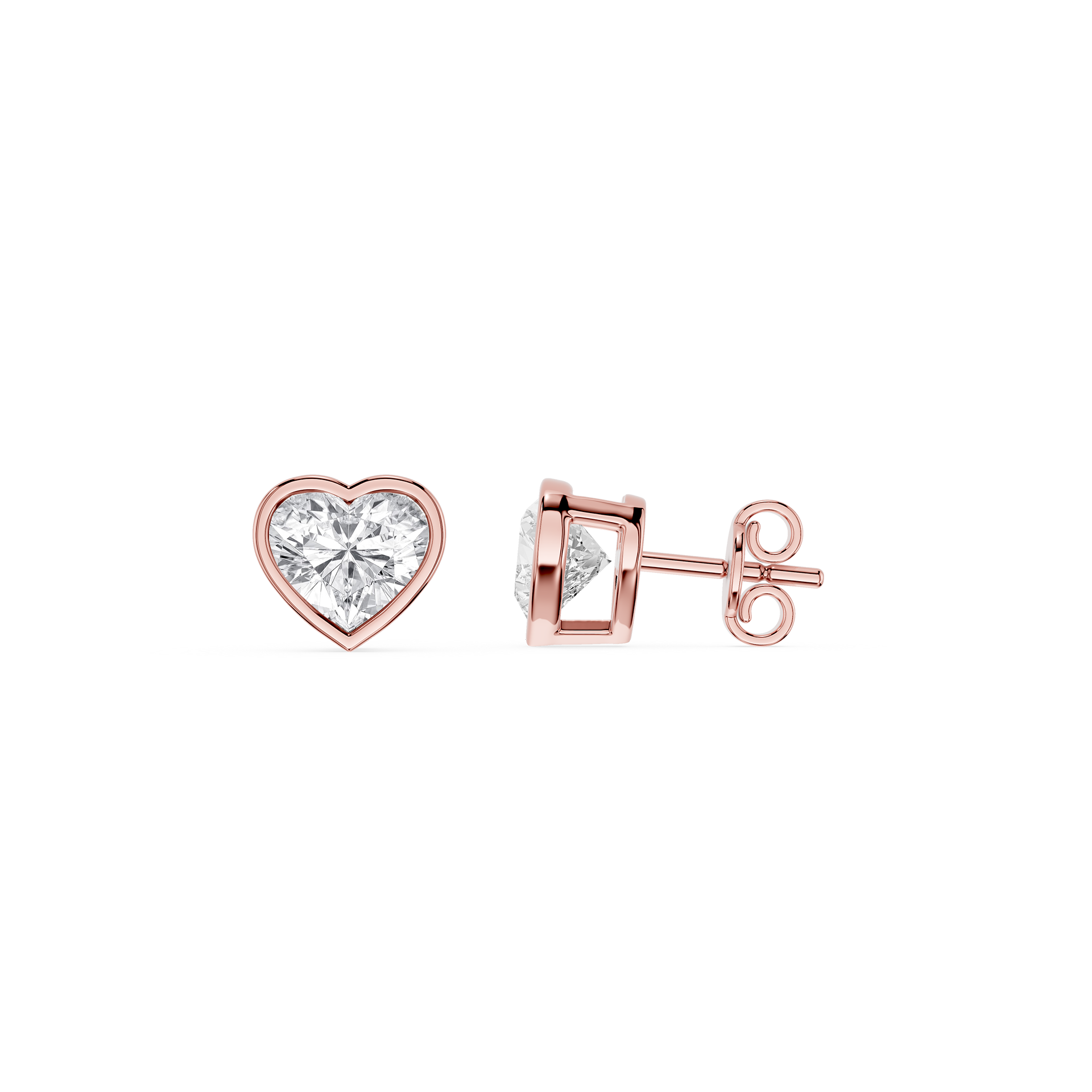 Heart Cut Lab Grown Diamond Bezel Stud Earrings