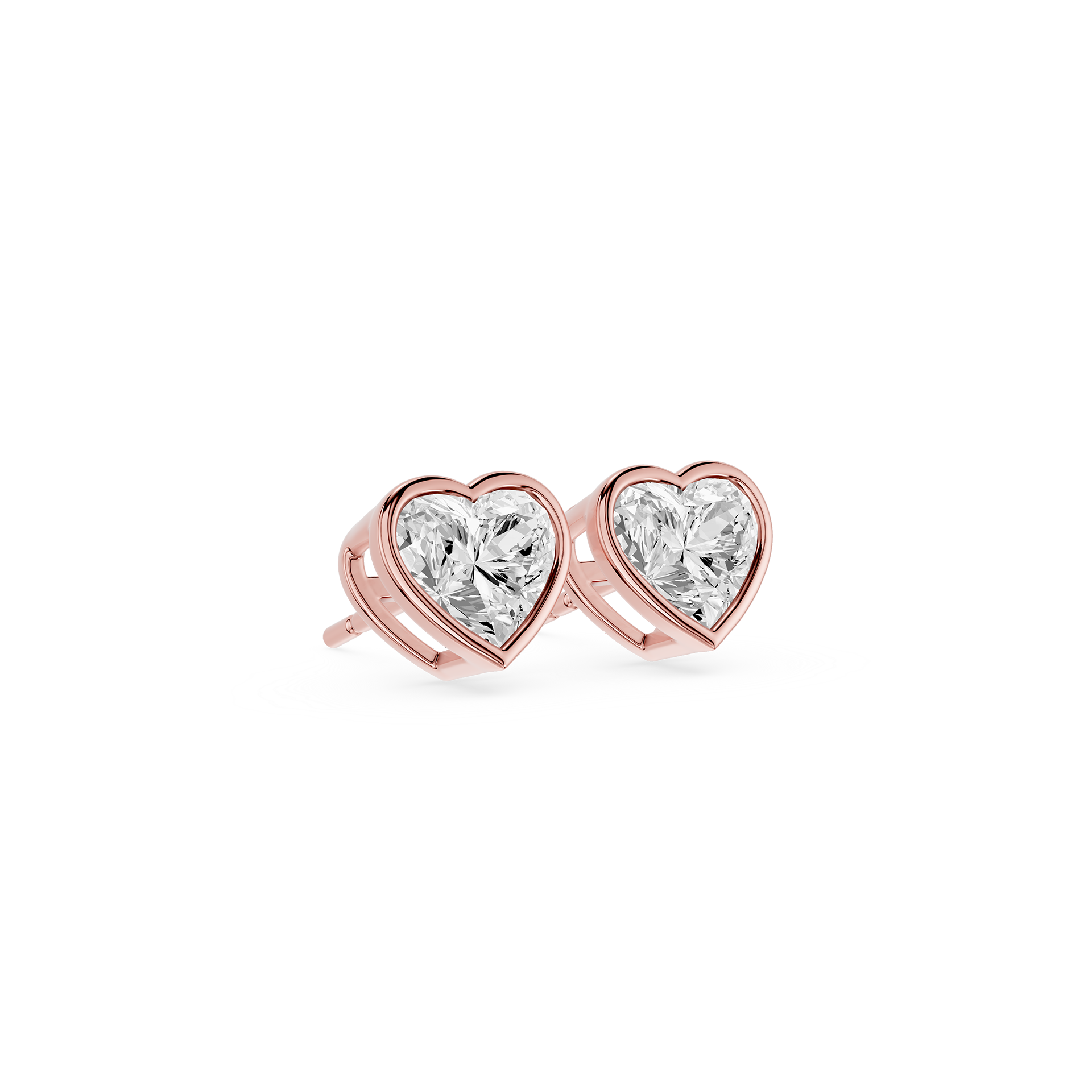 Heart Cut Lab Grown Diamond Bezel Stud Earrings