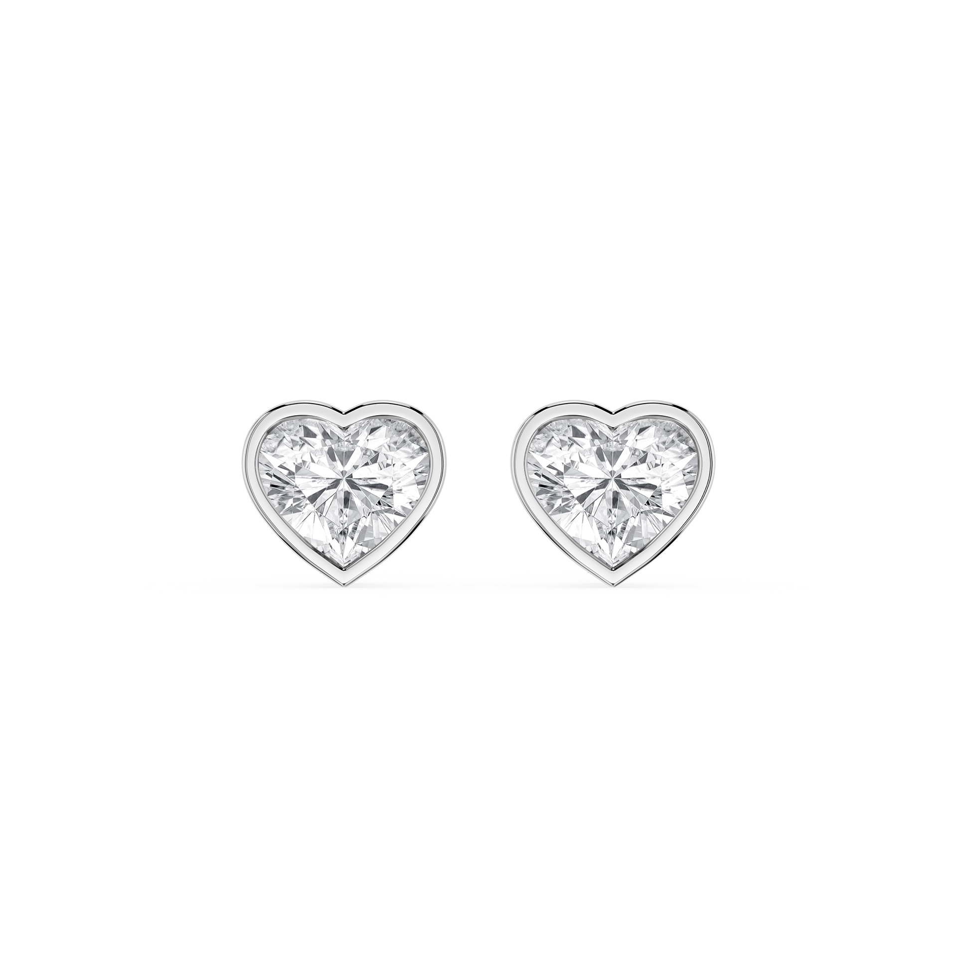 Heart Cut Lab Grown Diamond Bezel Stud Earrings