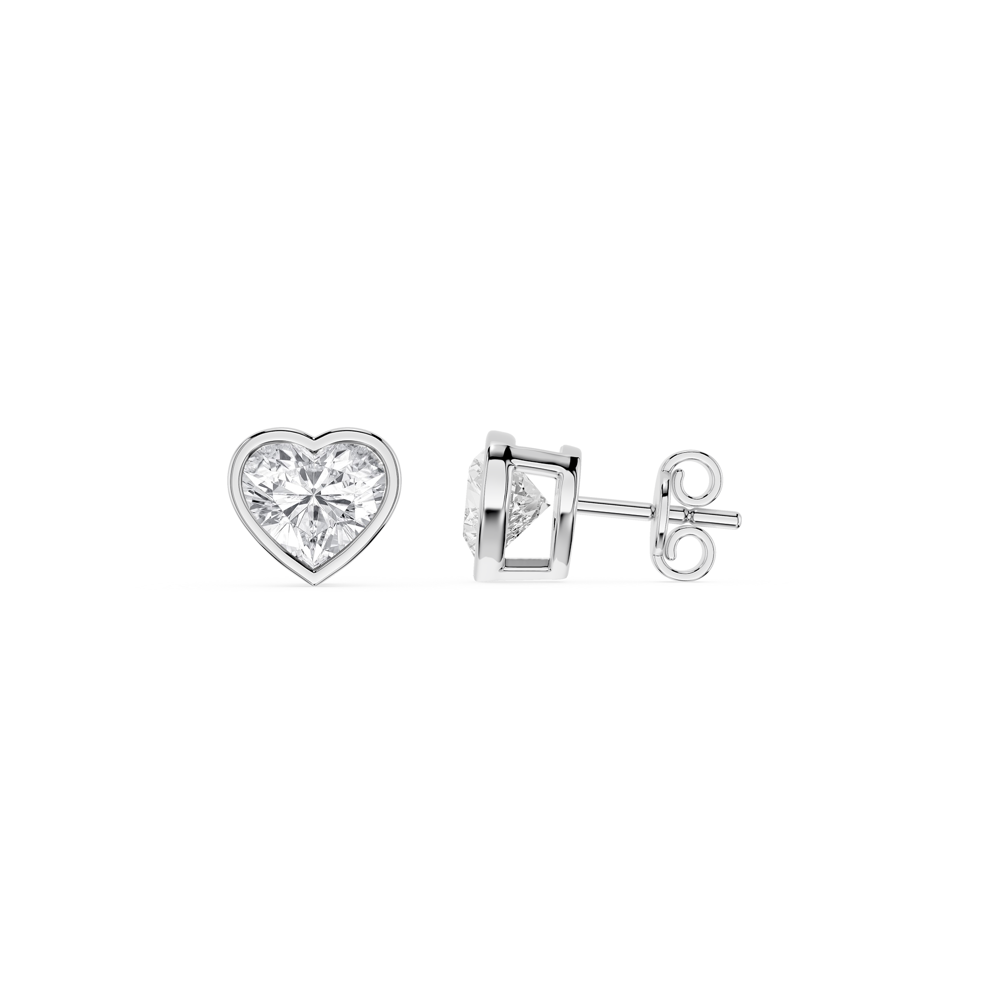 Heart Cut Lab Grown Diamond Bezel Stud Earrings