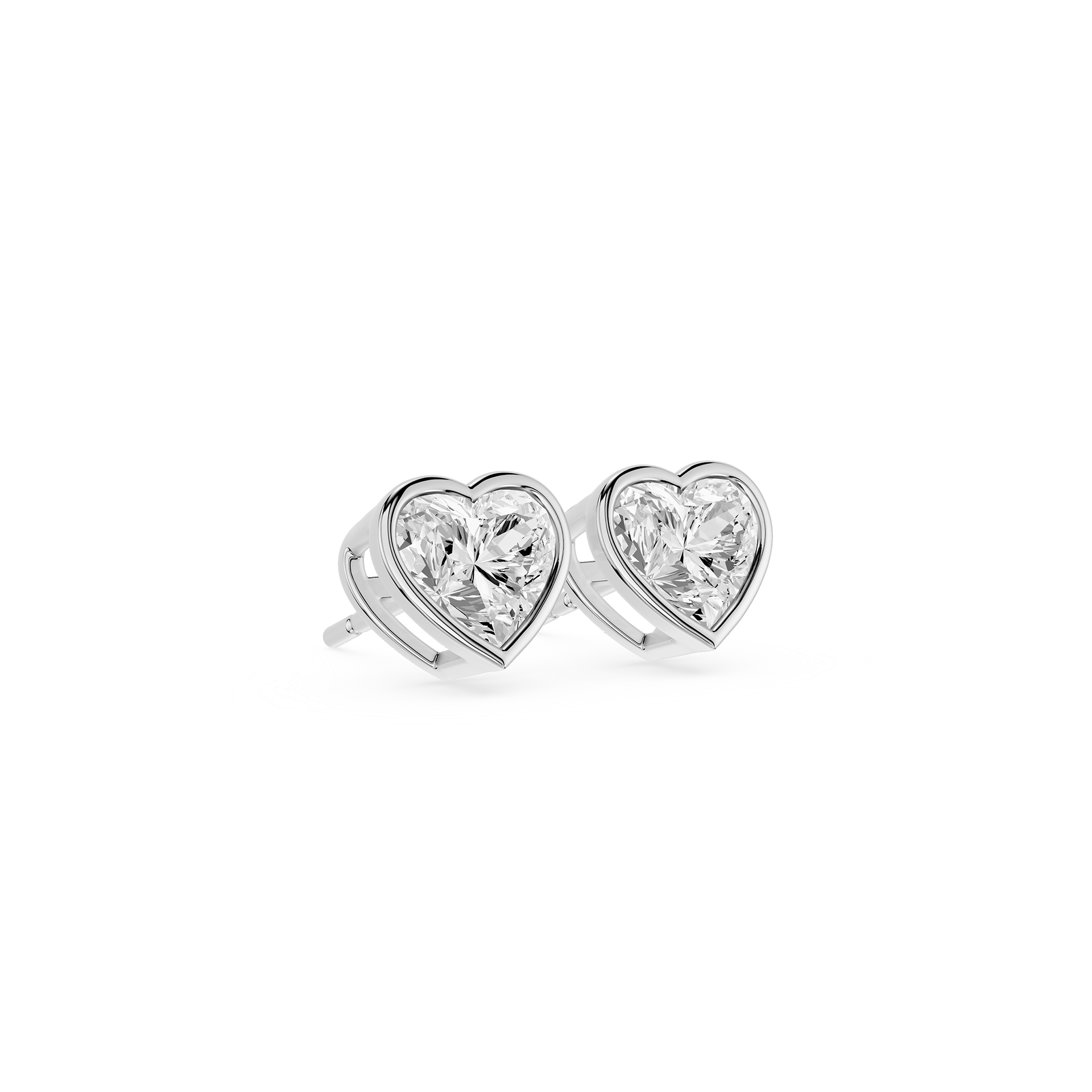 Heart Cut Lab Grown Diamond Bezel Stud Earrings