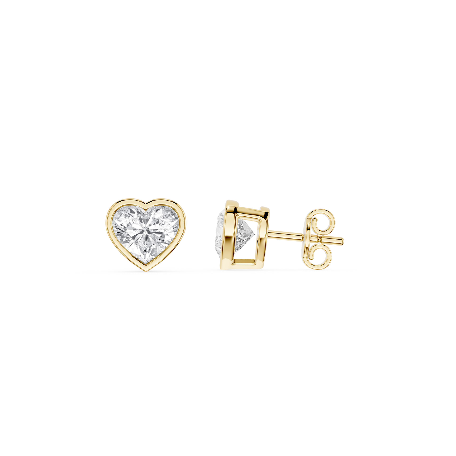 Heart Cut Lab Grown Diamond Bezel Stud Earrings