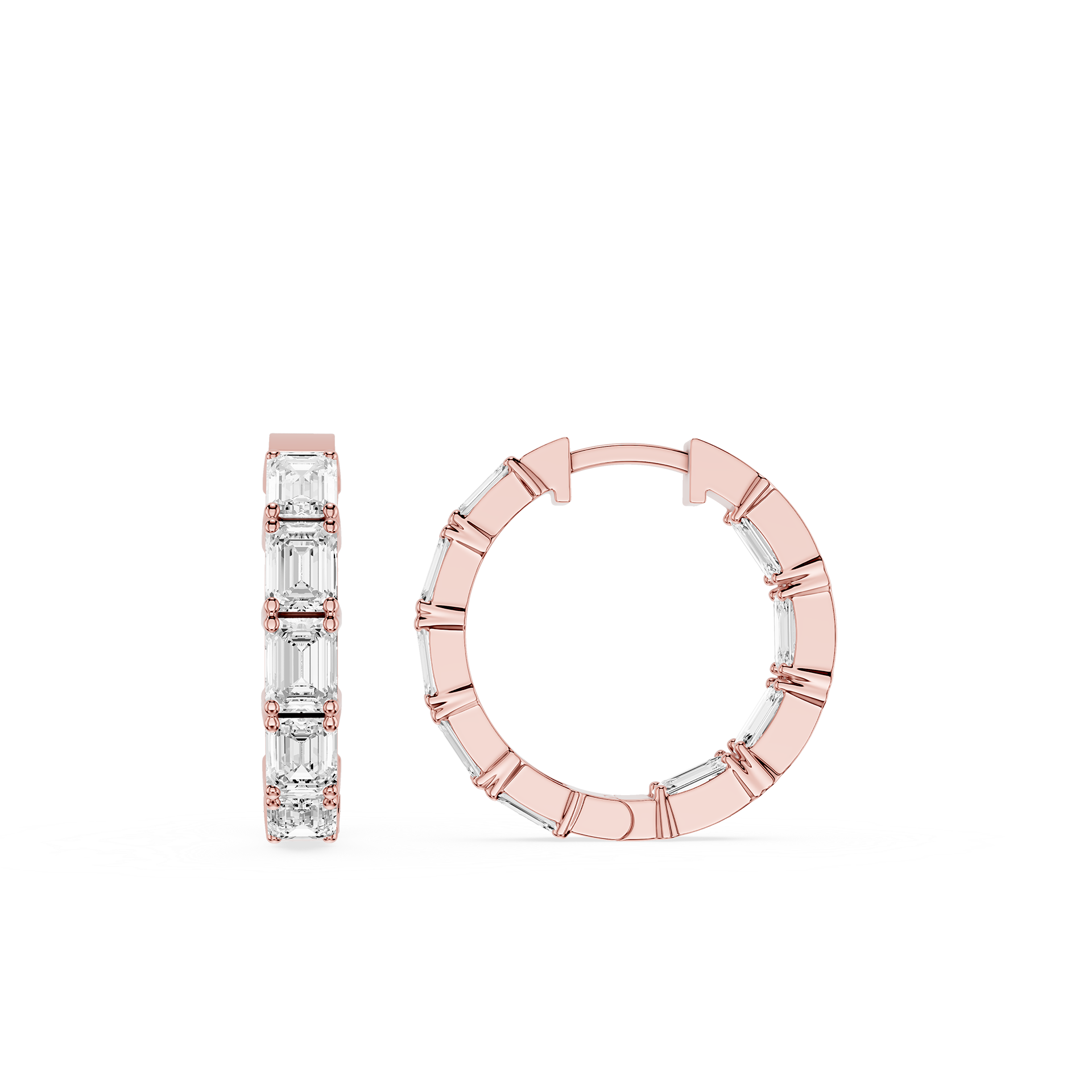 Emerald Cut Lab Grown Diamond Hoop Earrings