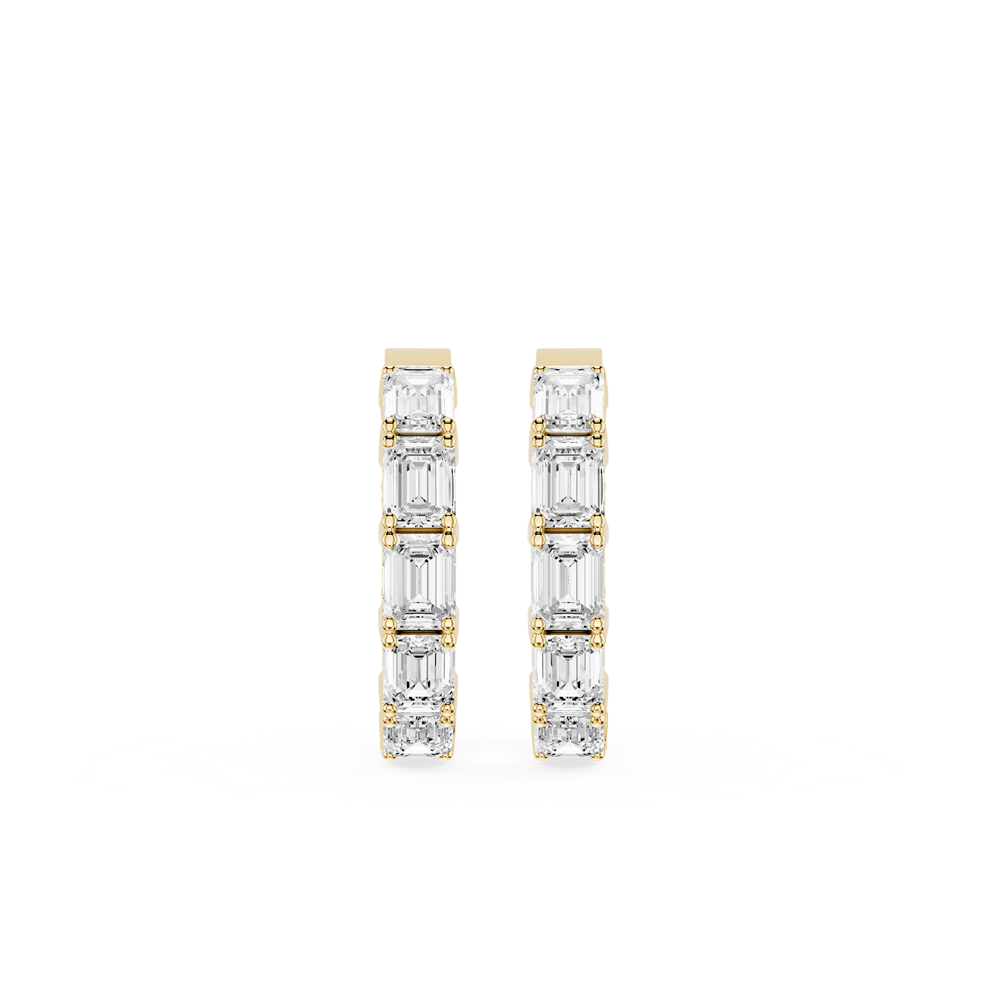 Emerald Cut Lab Grown Diamond Hoop Earrings