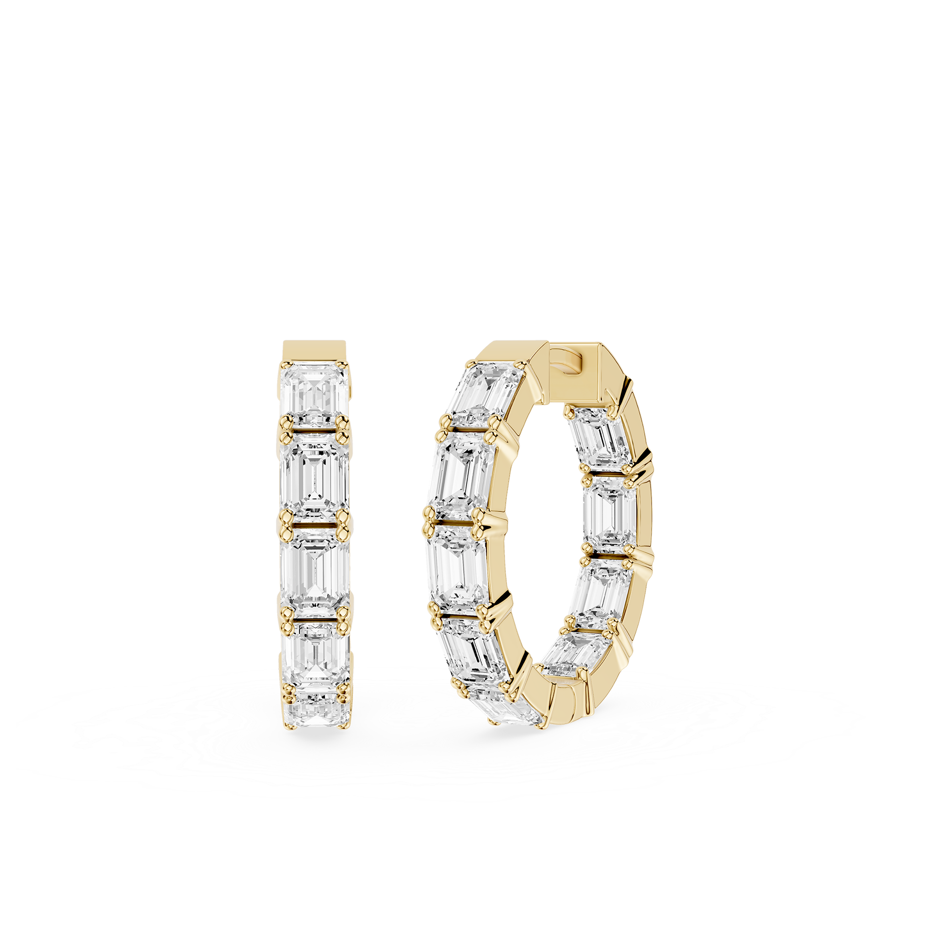Emerald Cut Lab Grown Diamond Hoop Earrings
