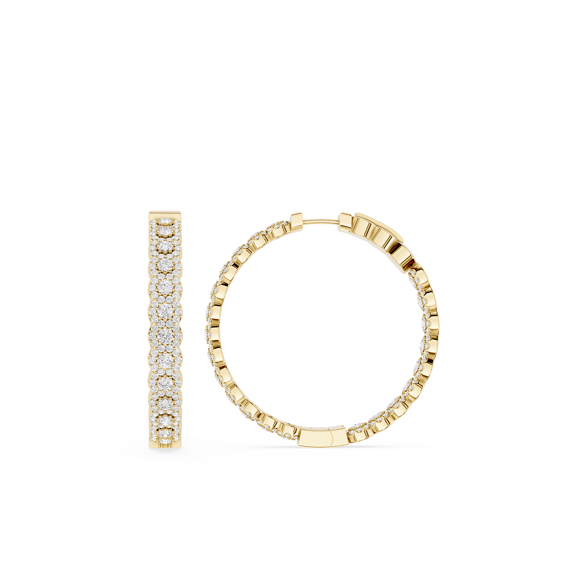 Round Lab Grown Diamond Double Row Hoop Earrings