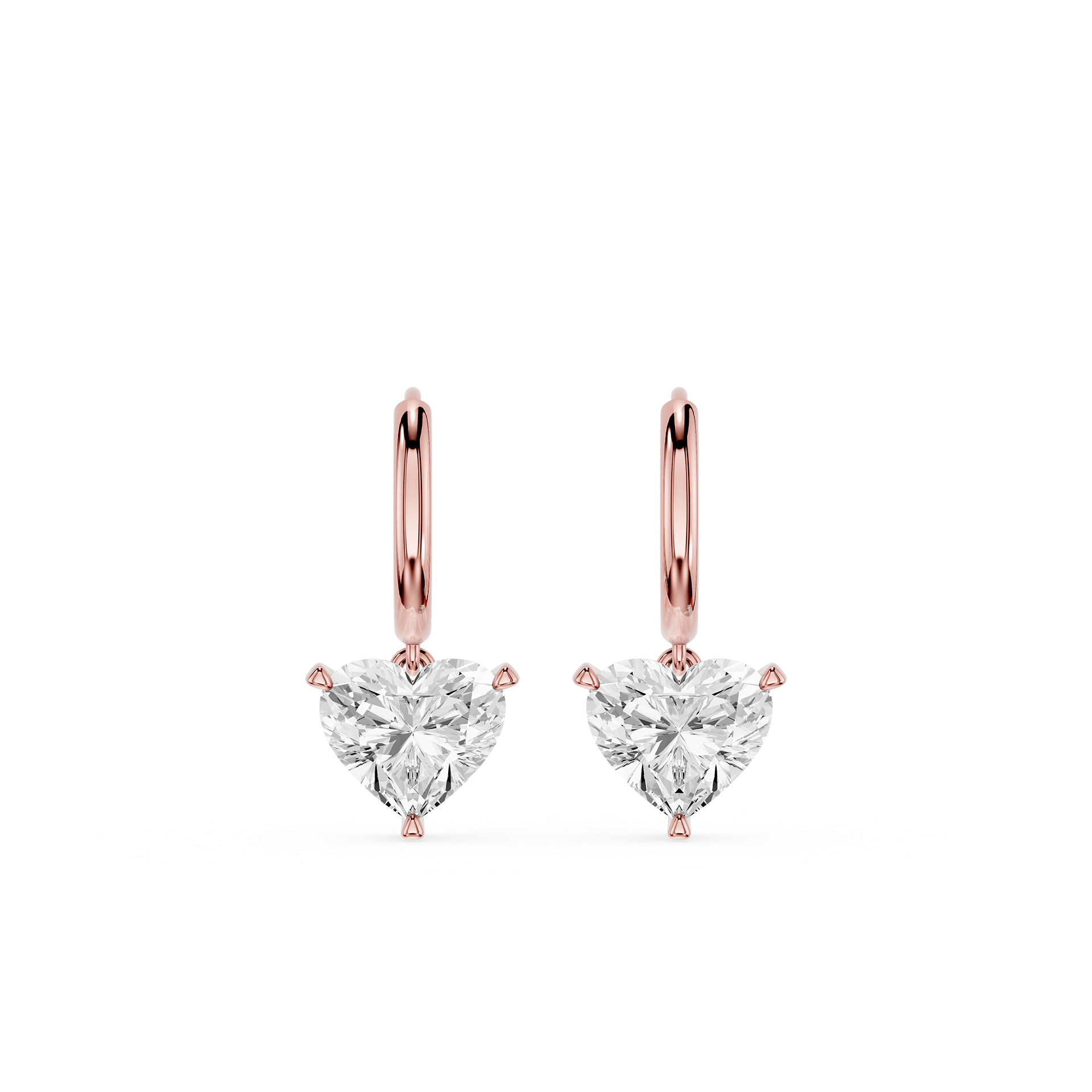Heart Shape Lab Grown Diamond Drop Hoop Earrings