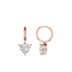 Heart Shape Lab Grown Diamond Drop Hoop Earrings