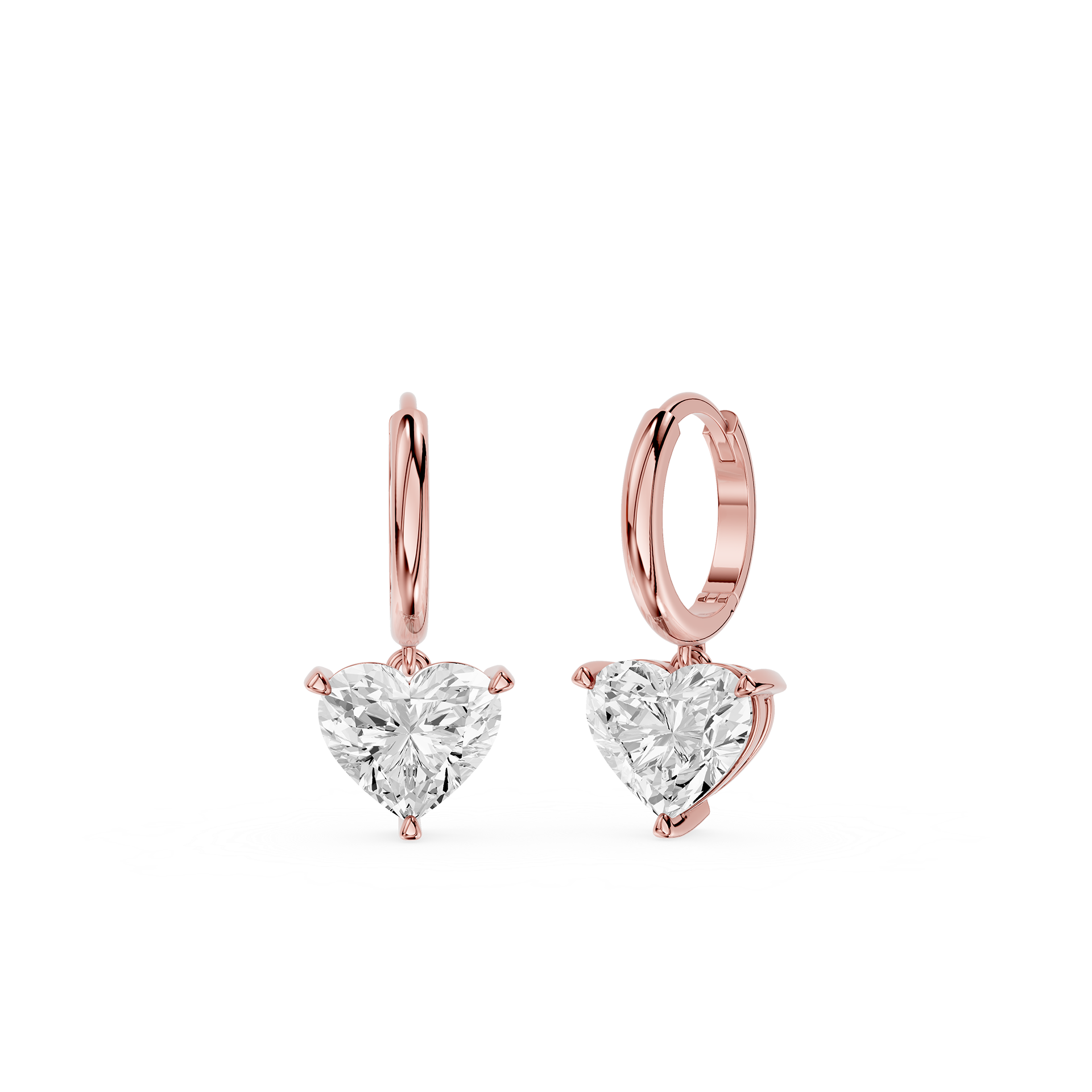 Heart Shape Lab Grown Diamond Drop Hoop Earrings